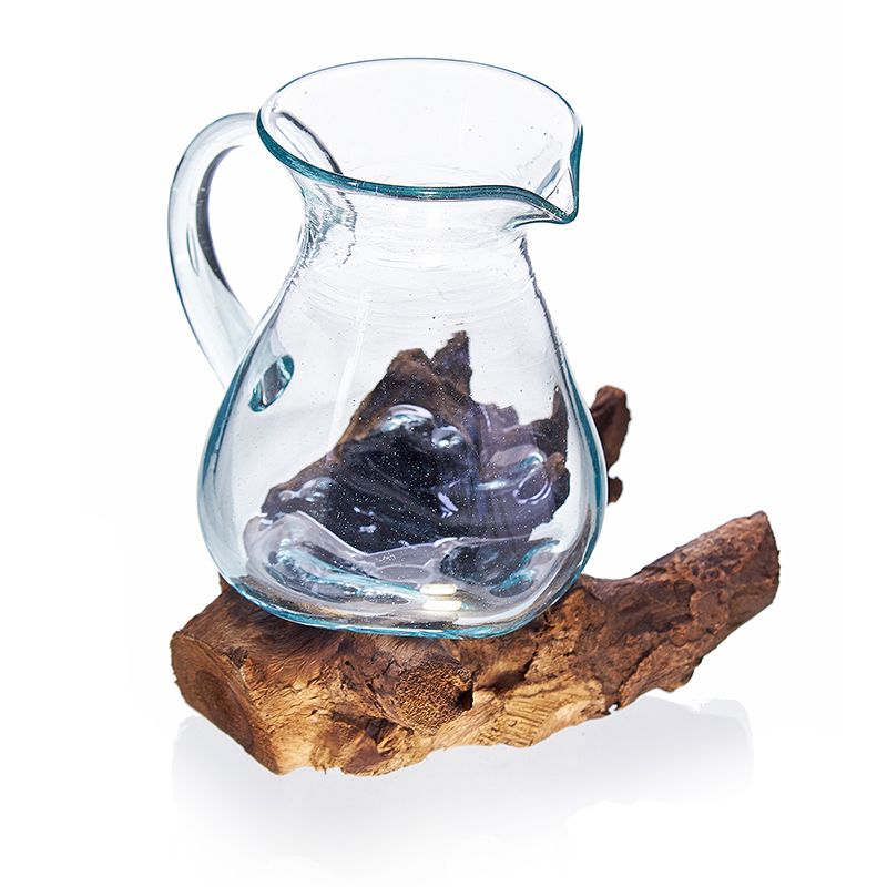 Handmade Molten Glass Glass Art Piece on Natural Wood – Unique Home Decor UK