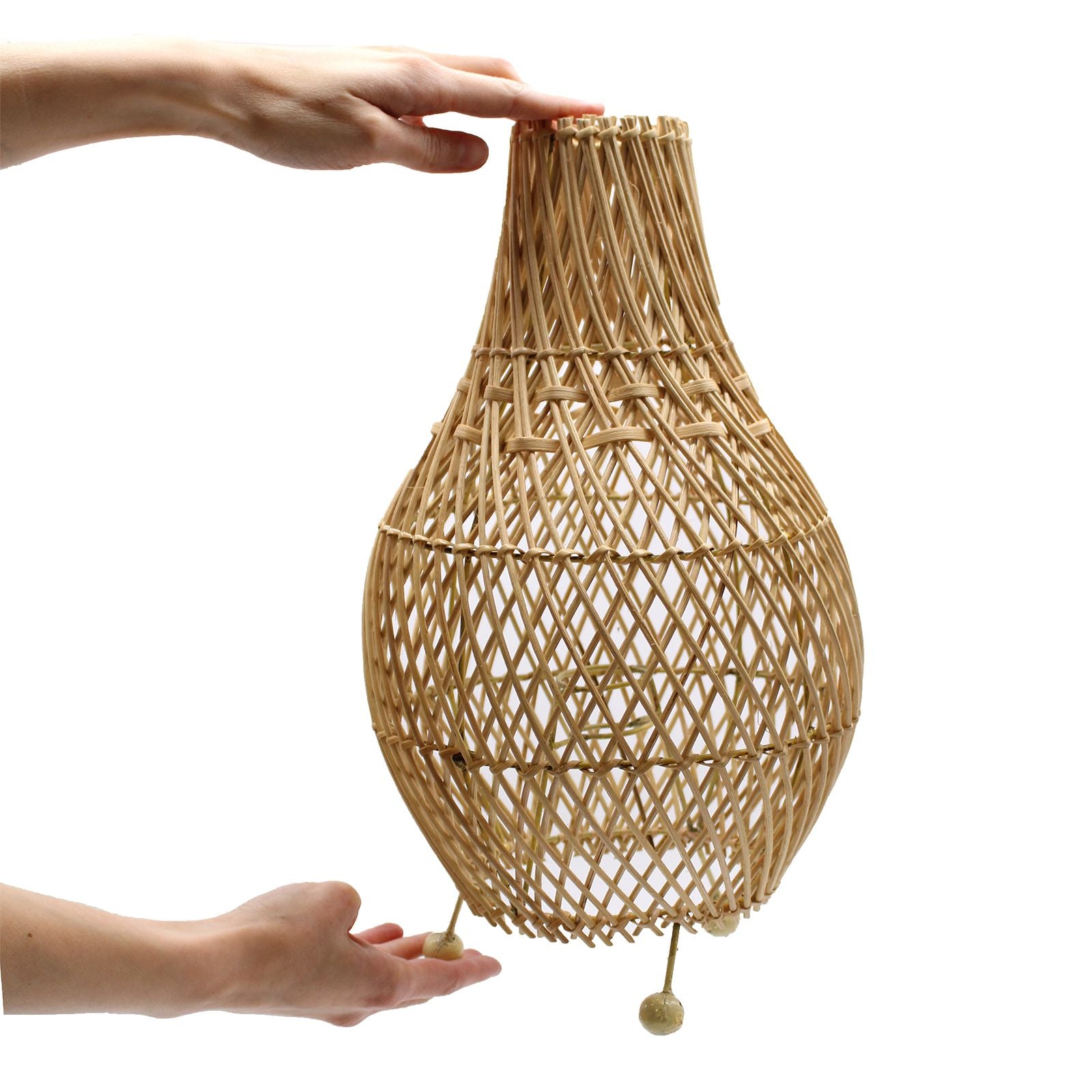 Natural Rattan Table Lamp – Woven Boho Desk Light (H: 39cm, L: 24cm)