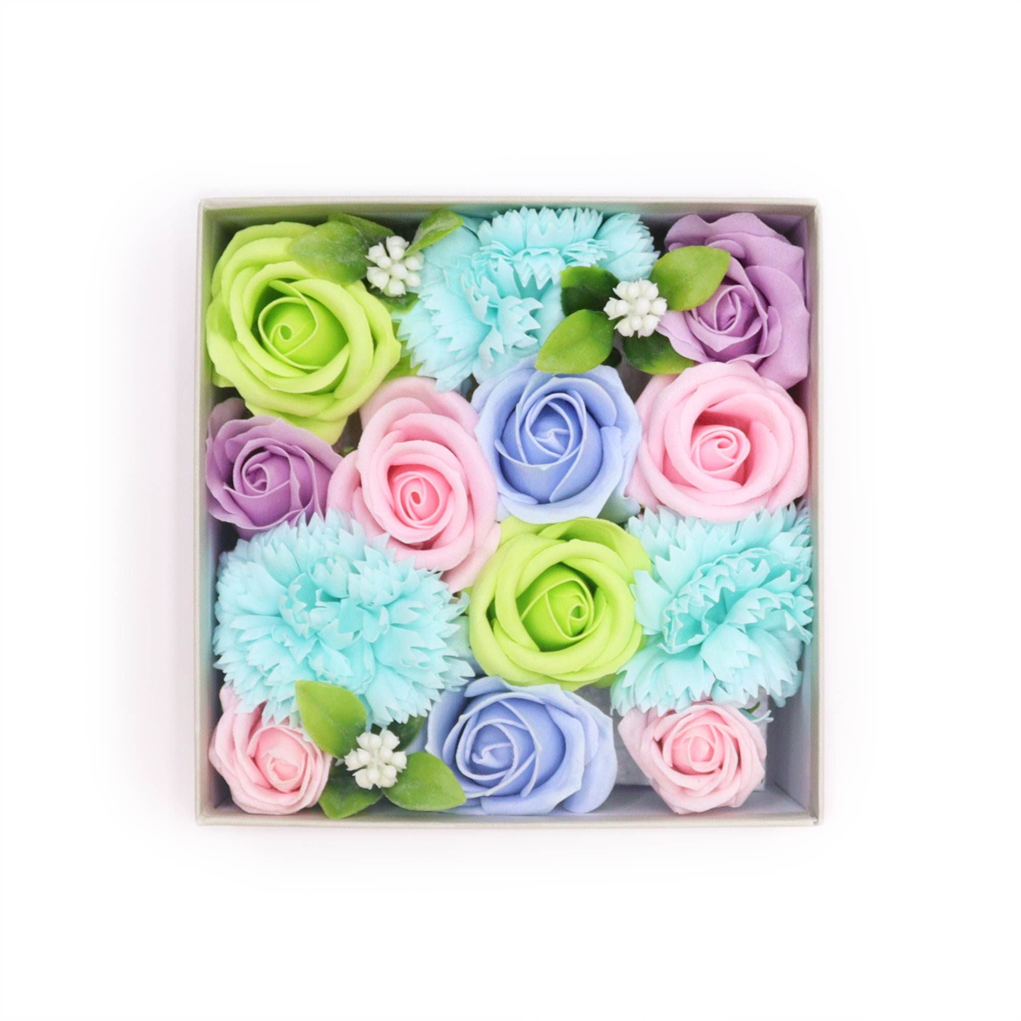 Soap Flower Gift Box (Square Box) - Baby Blessings - Blues