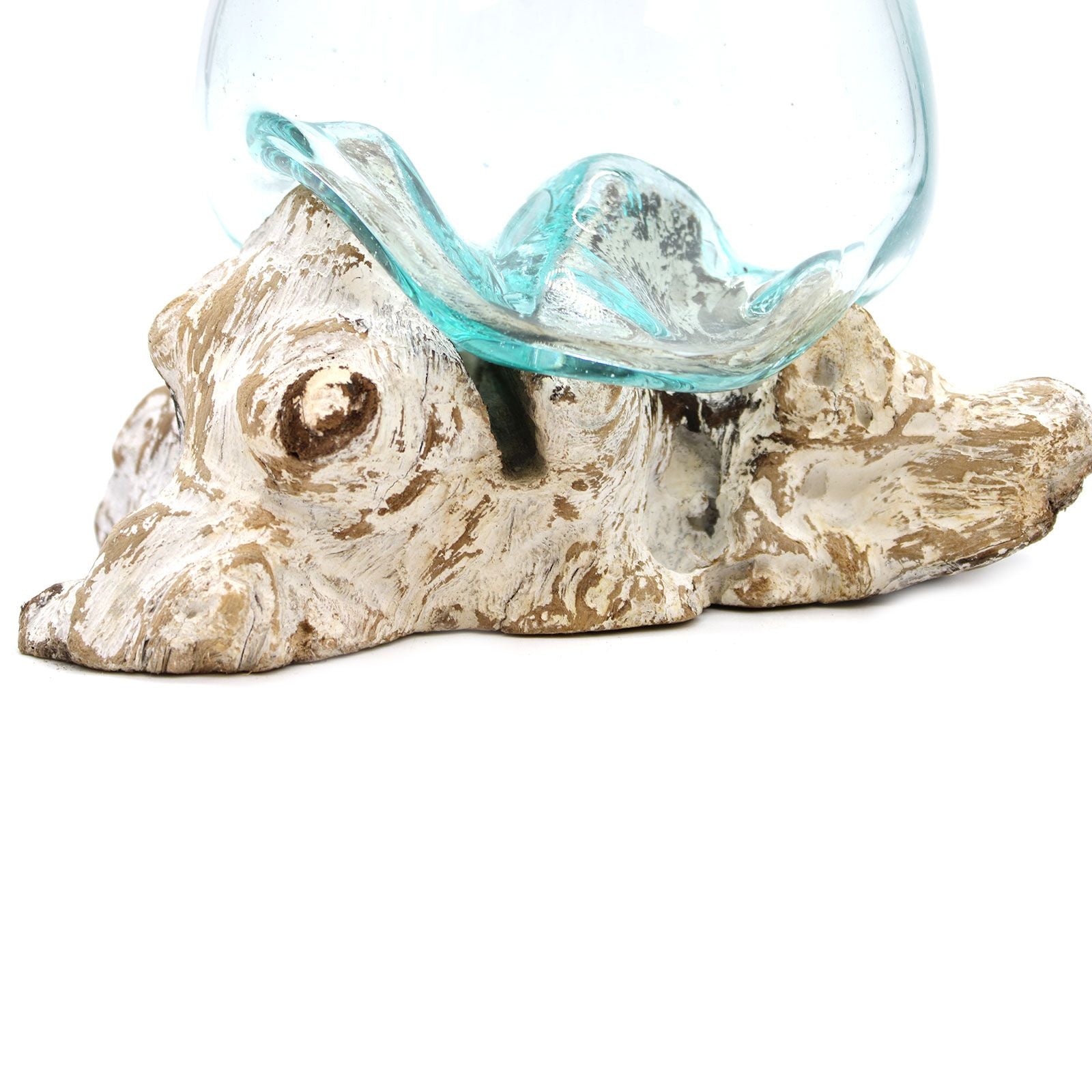 Handmade Molten Glass Bowl on Natural Wood – Unique Home Decor UK