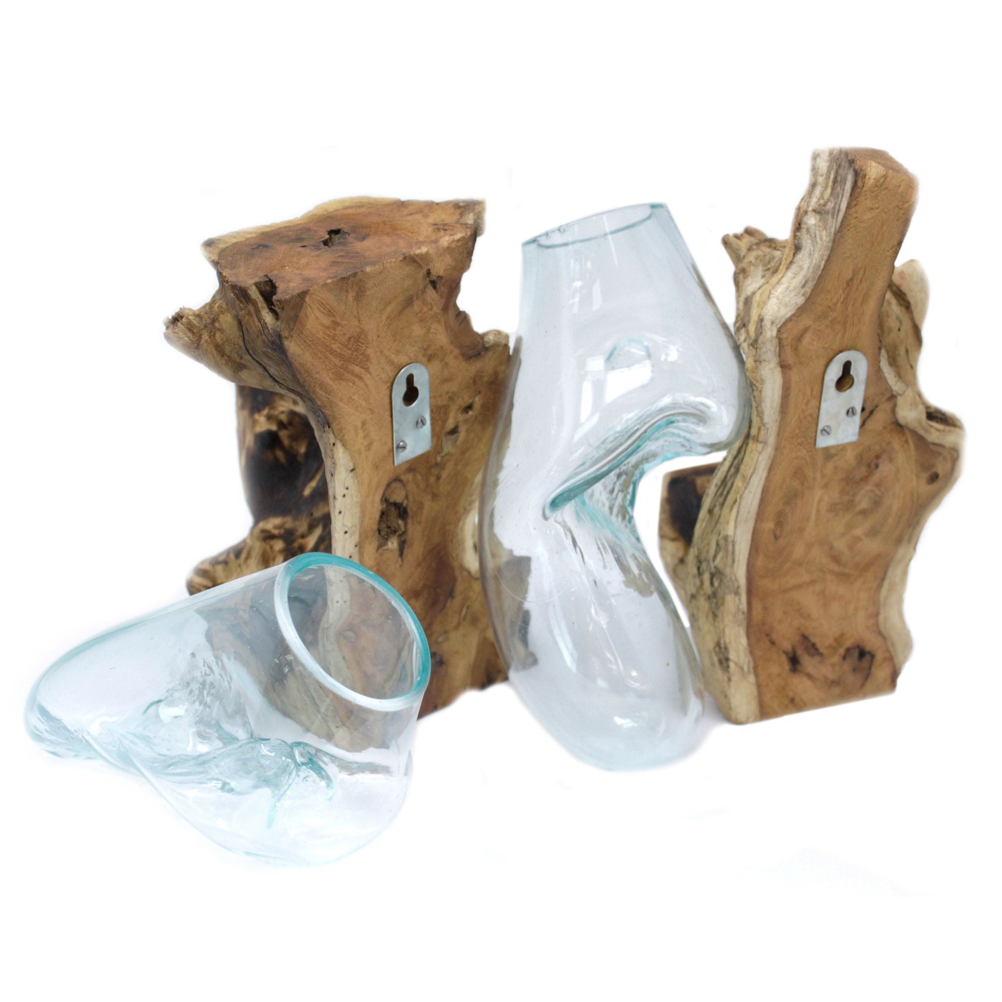 Handmade Molten Glass Bowl on Natural Wood – Unique Home Decor UK