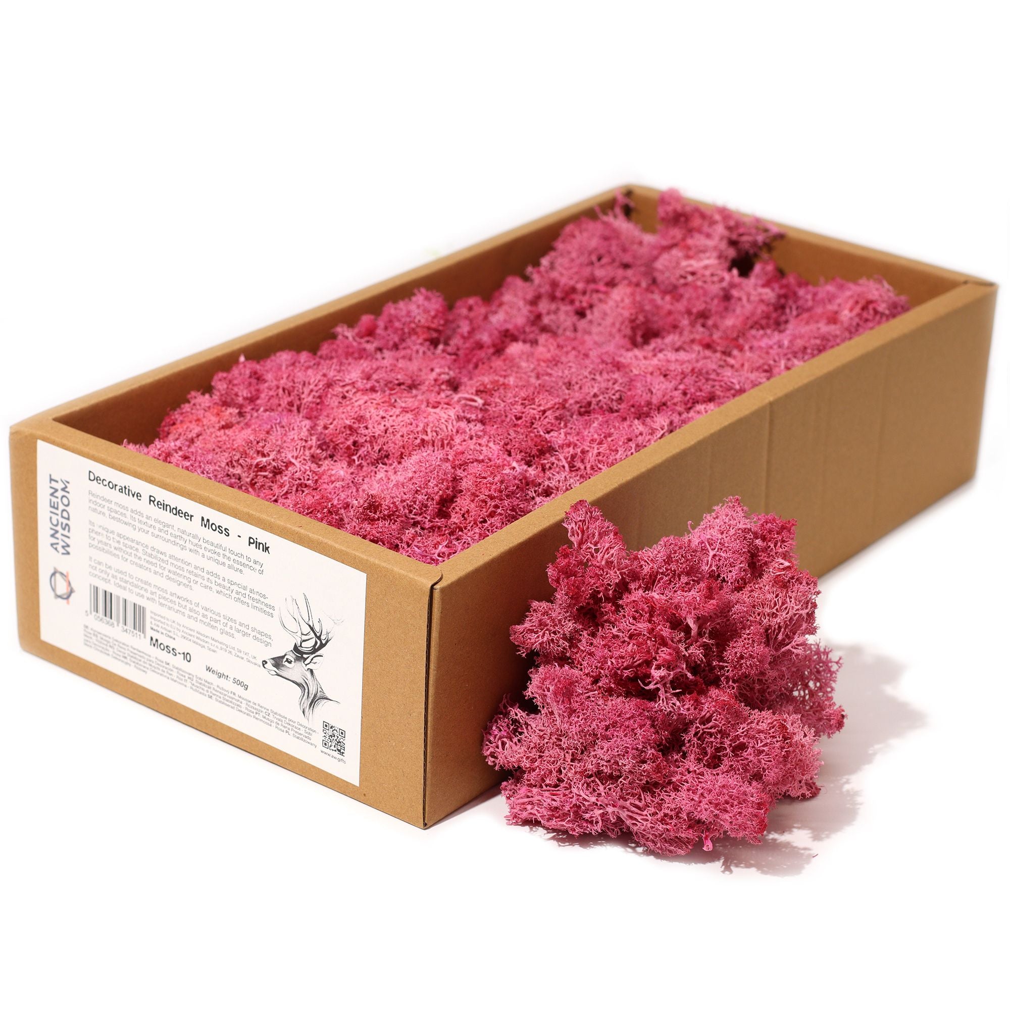 Decorative Reindeer Moss Pink – 1st Grade Preserved Moss for Crafts UK