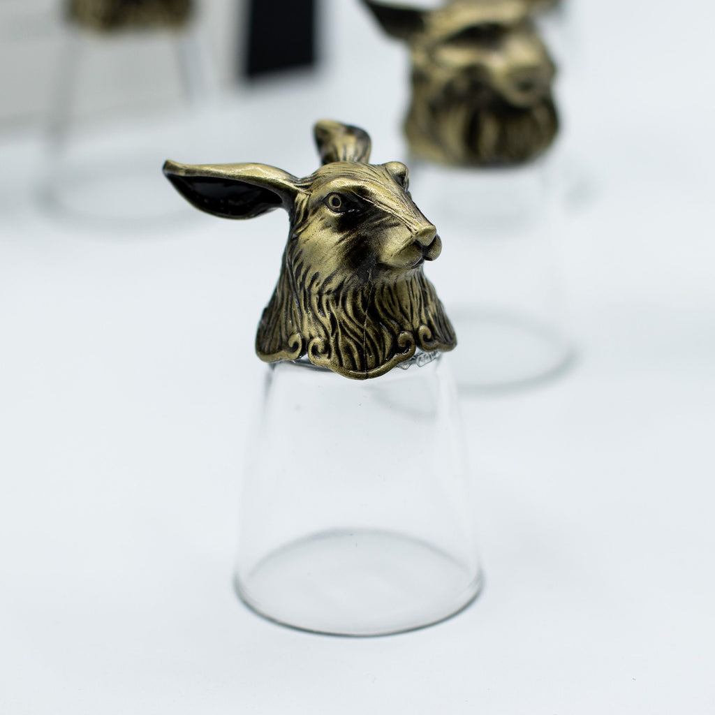 Gift Set of 12 Bottom Up Shot Glasses (25ml) - Forest & Mystical Creatures - Antique Bronze