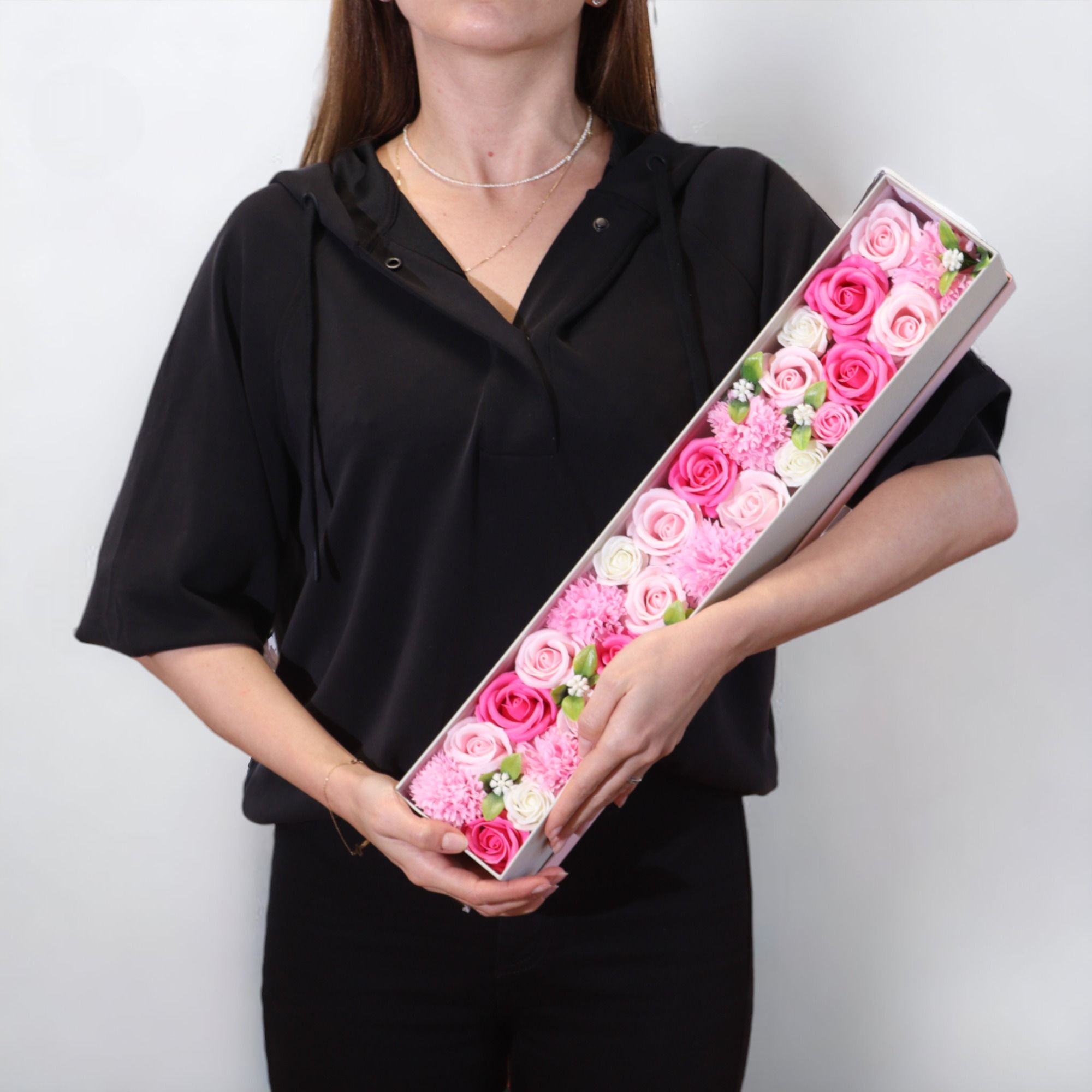 Soap Flower Gift Box (Extra Long Box) - Baby Blessings - Pinks