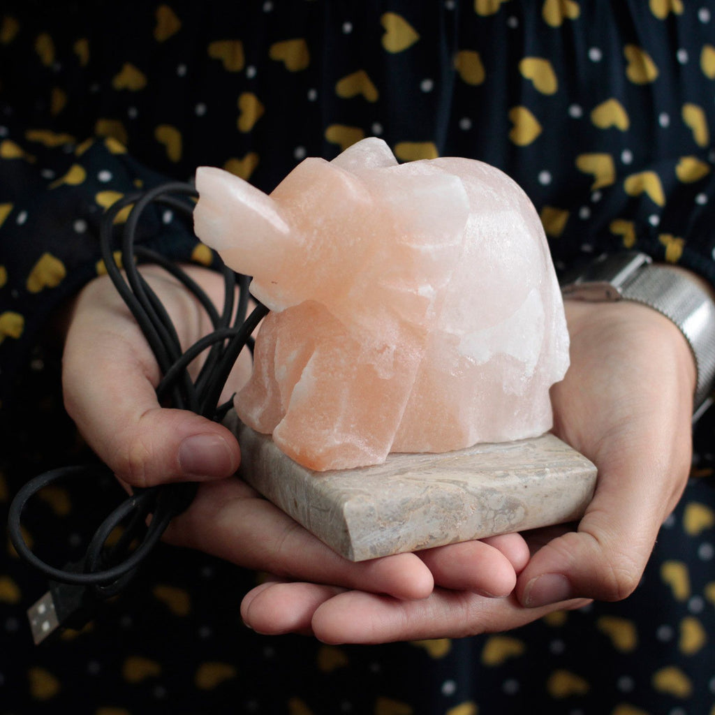 USB Elephant Shaped Himalayan Salt Lamp (Multi) USB connector which  is 150 cm long