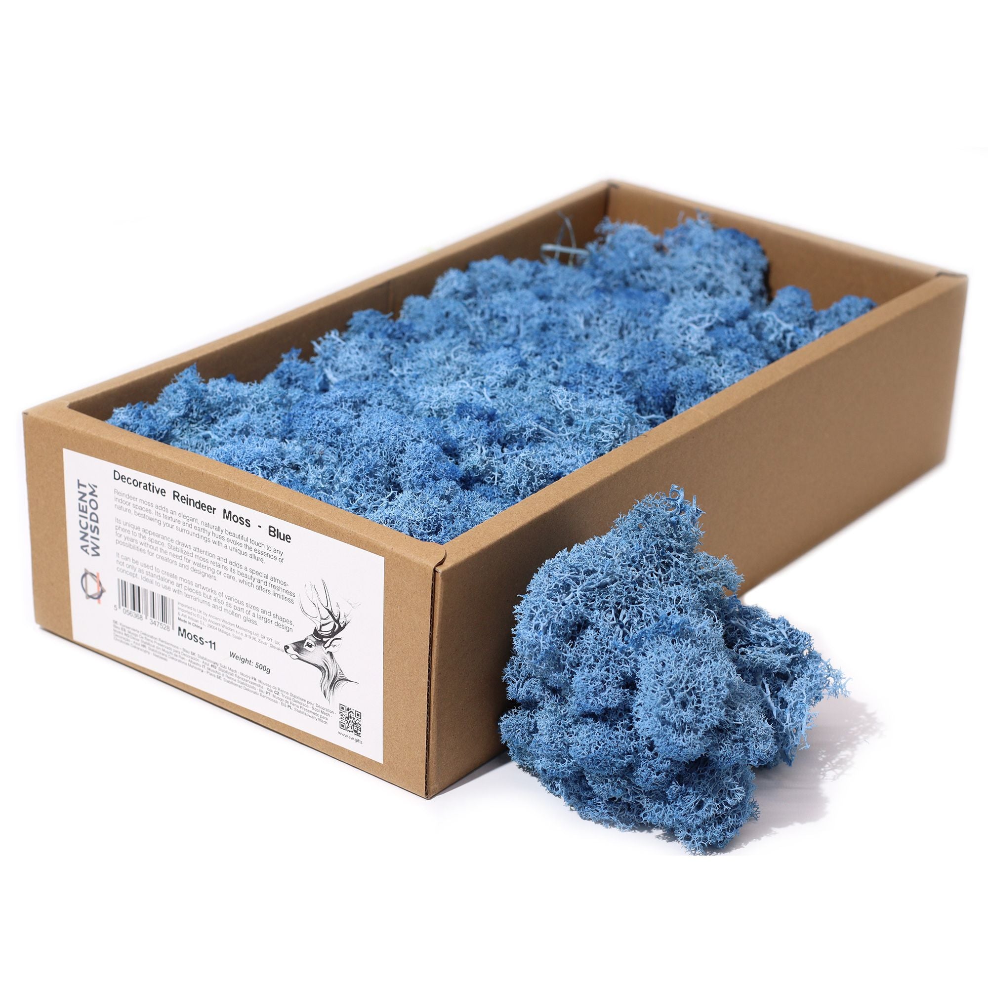 Decorative Reindeer Moss Blue – 1st Grade Preserved Moss for Crafts UK