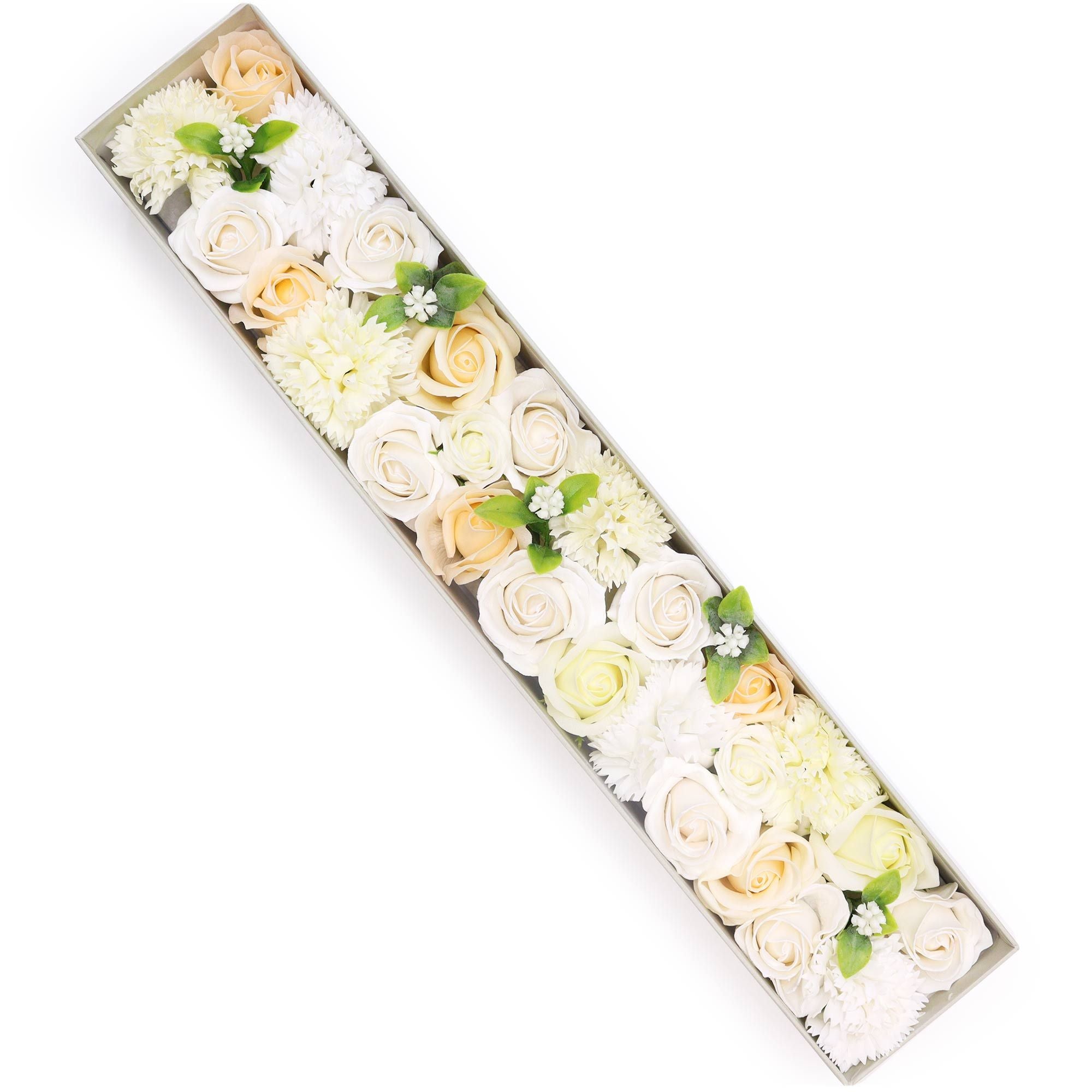 Soap Flower Gift Box (Extra Long Box) - Wedding Blessings - White & Ivory