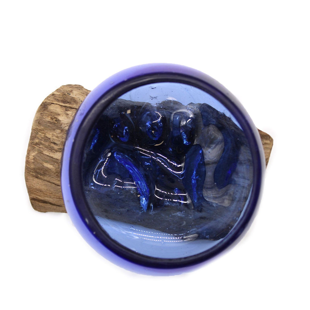 Handmade Molten Glass Bowl on Natural Wood – Unique Home Decor UK