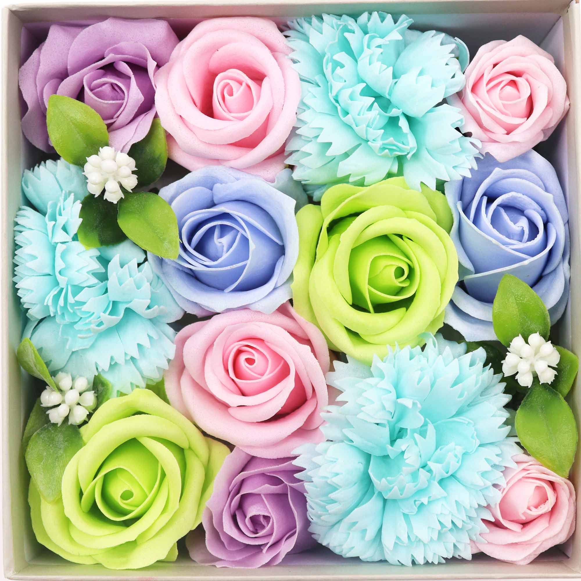 Soap Flower Gift Box (Square Box) - Baby Blessings - Blues