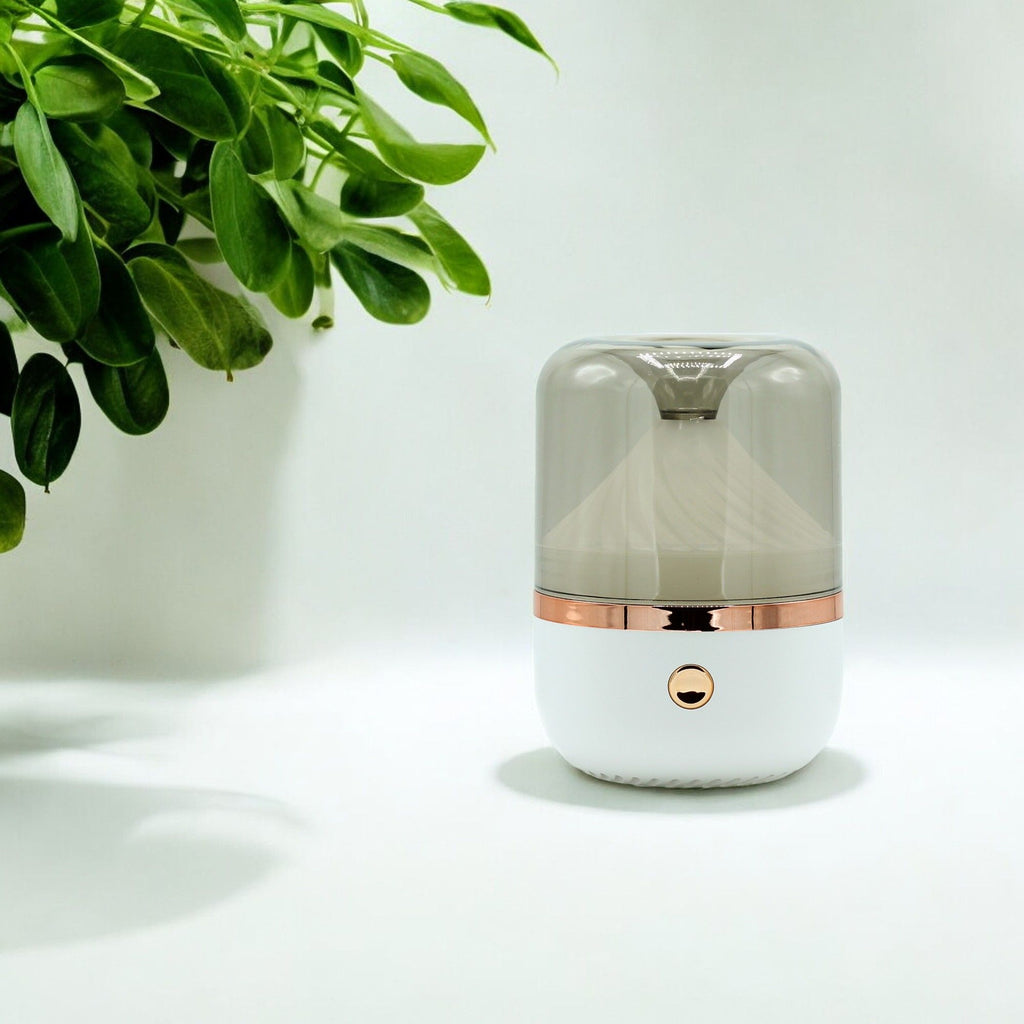 White & Bronze Urban Aroma Diffuser – USB Colour-Changing Humidifier (8.5x8.5x13cm)