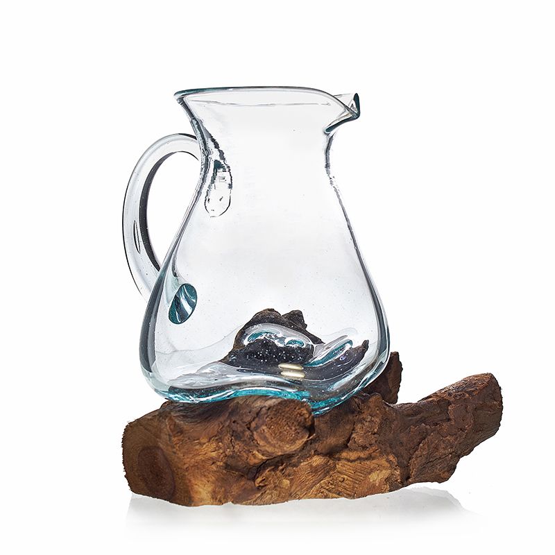 Handmade Molten Glass Glass Art Piece on Natural Wood – Unique Home Decor UK