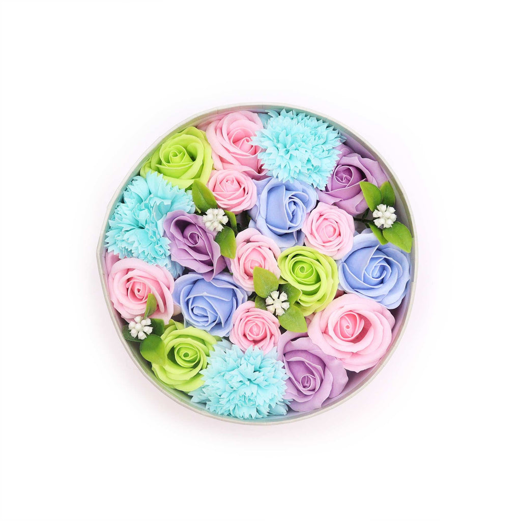 Soap Flower Gift Box (Round Box) - Baby Blessings - Blues