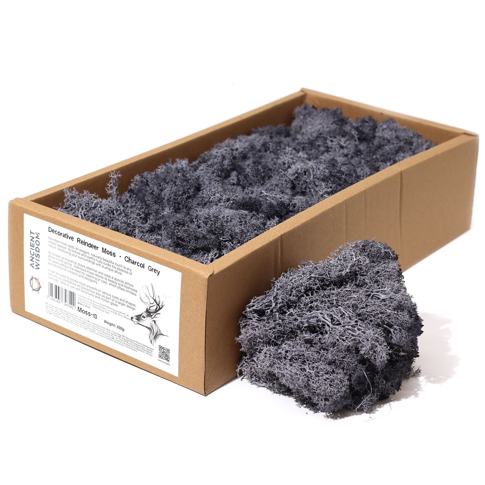 Decorative Reindeer Moss Charcol Grey – 1st Grade Preserved Moss for Crafts UK