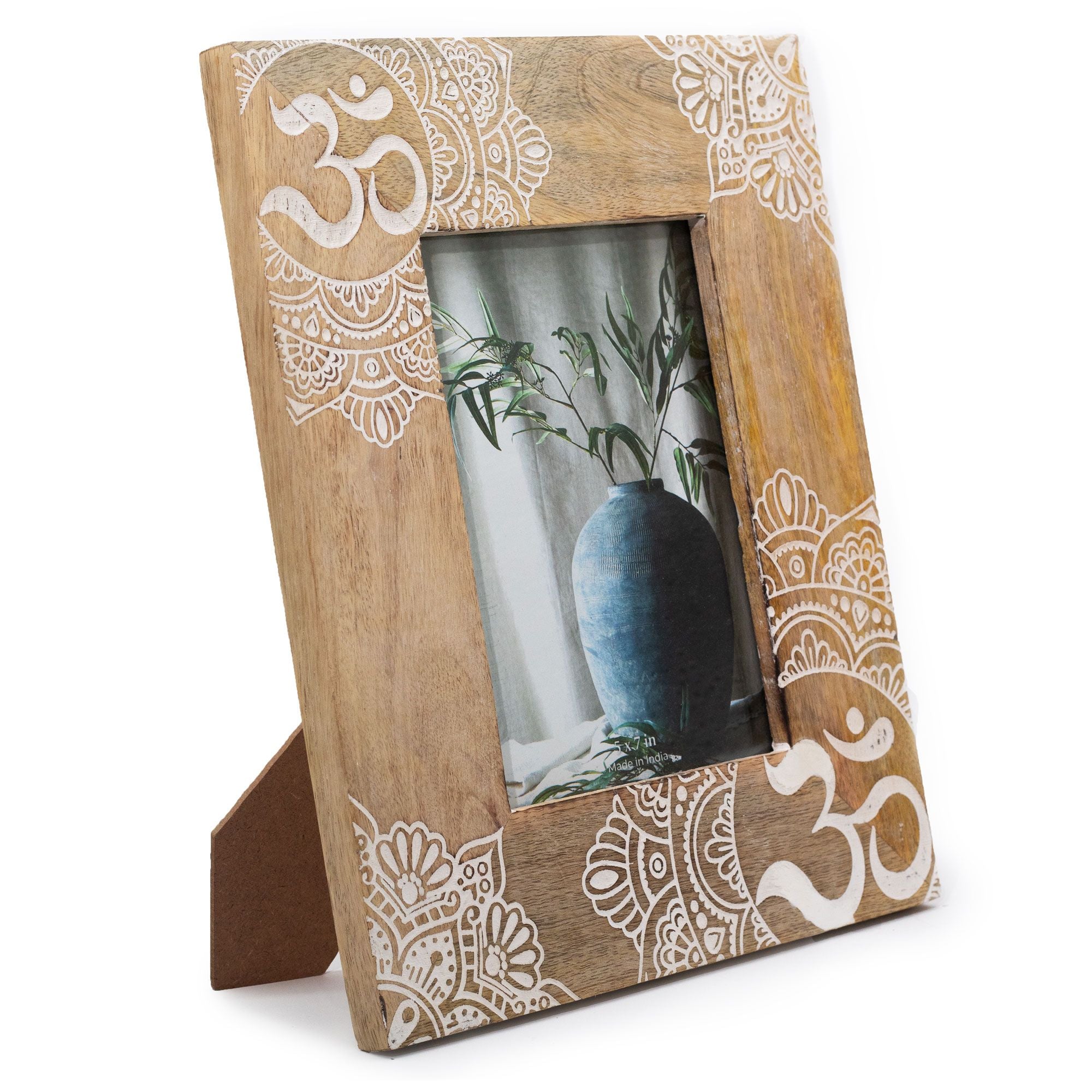 Lrg Mango Wood Picture Frame (for 13x18cm) 28x23x2cm - Mandala - White – Medium