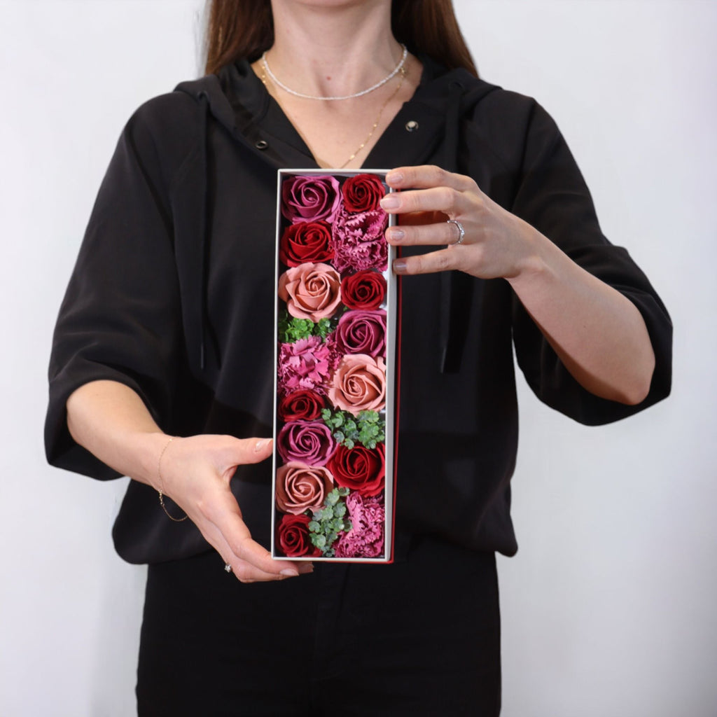 Soap Flower Gift Box (Long Box) - Vintage Roses