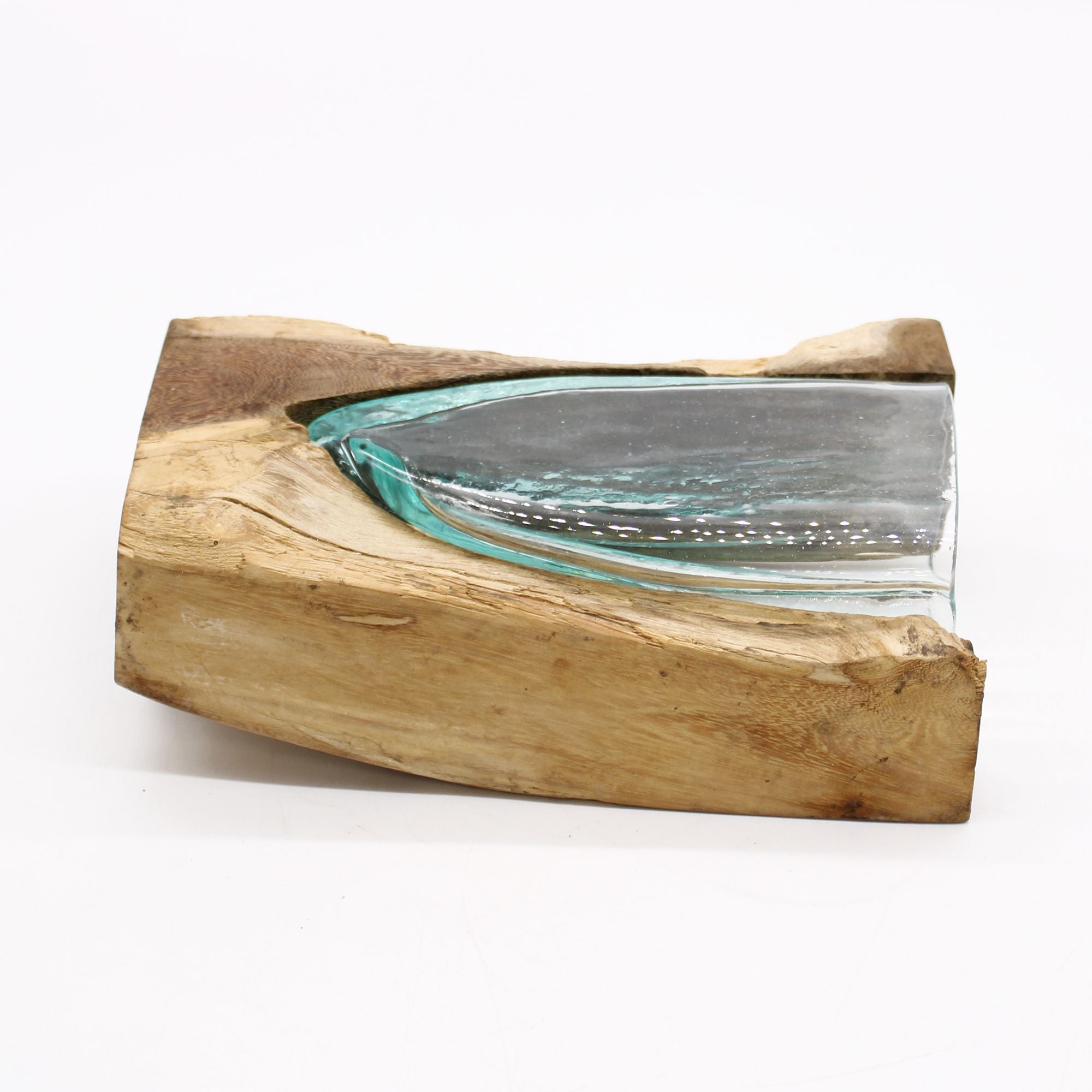 Handmade Molten Glass Vase on Natural Wood – Unique Home Decor UK