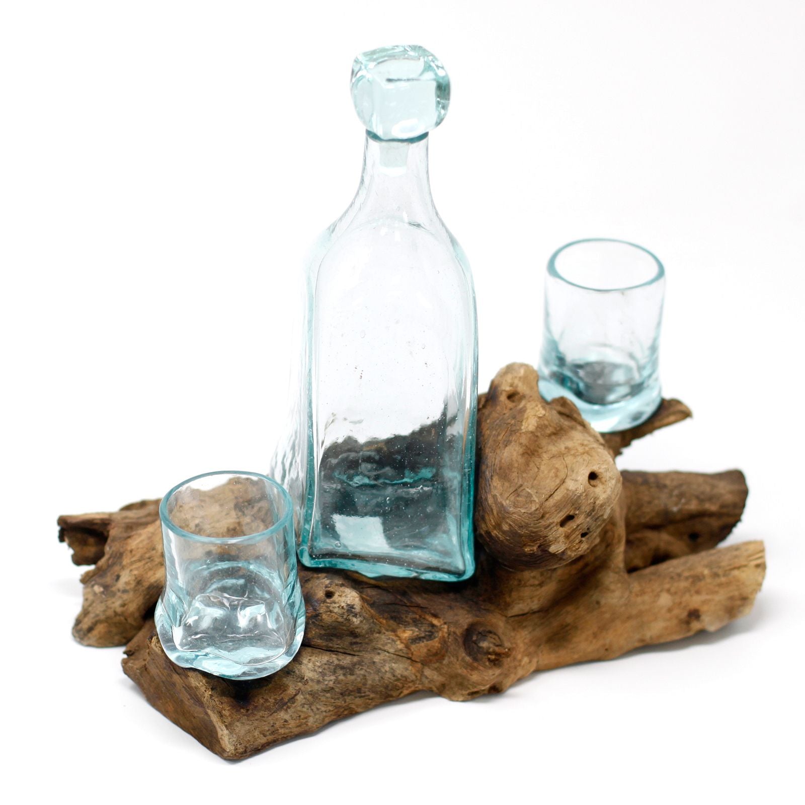 Handmade Molten Glass Glass Art Piece on Natural Wood – Unique Home Decor UK