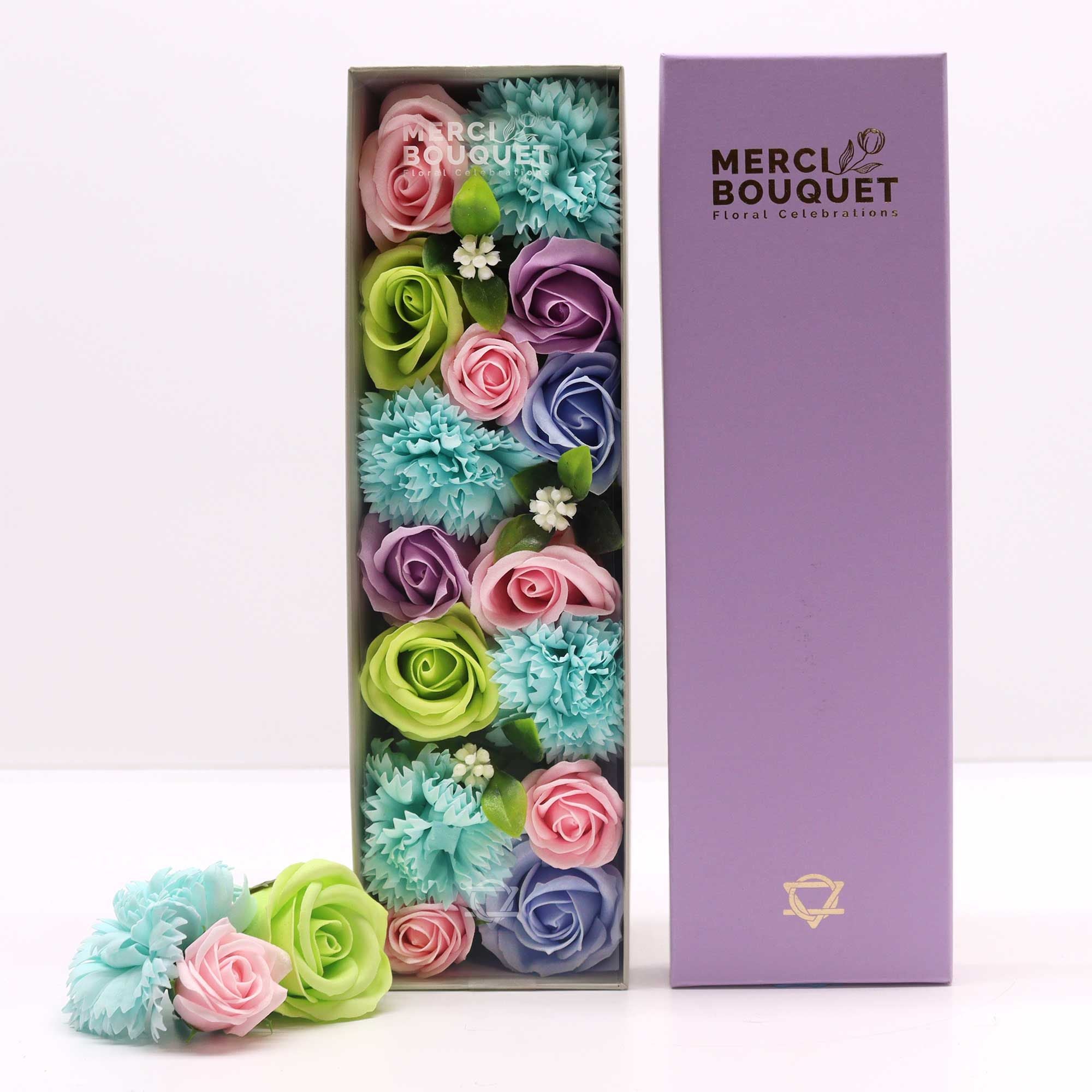 Soap Flower Gift Box (Long Box) - Baby Blessings - Blues