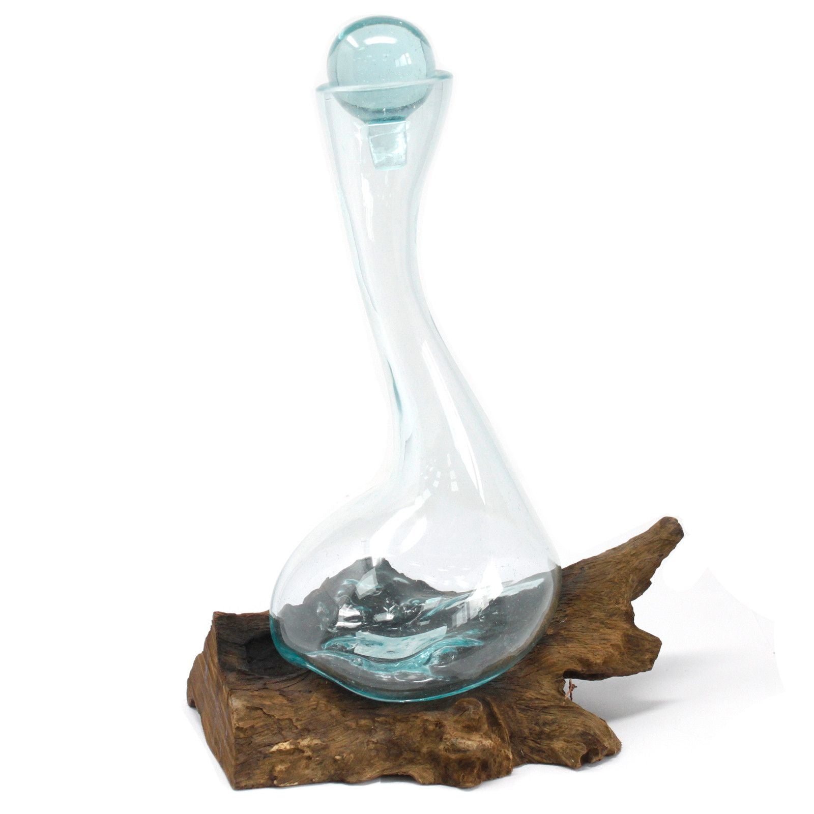Handmade Molten Glass Glass Art Piece on Natural Wood – Unique Home Decor UK