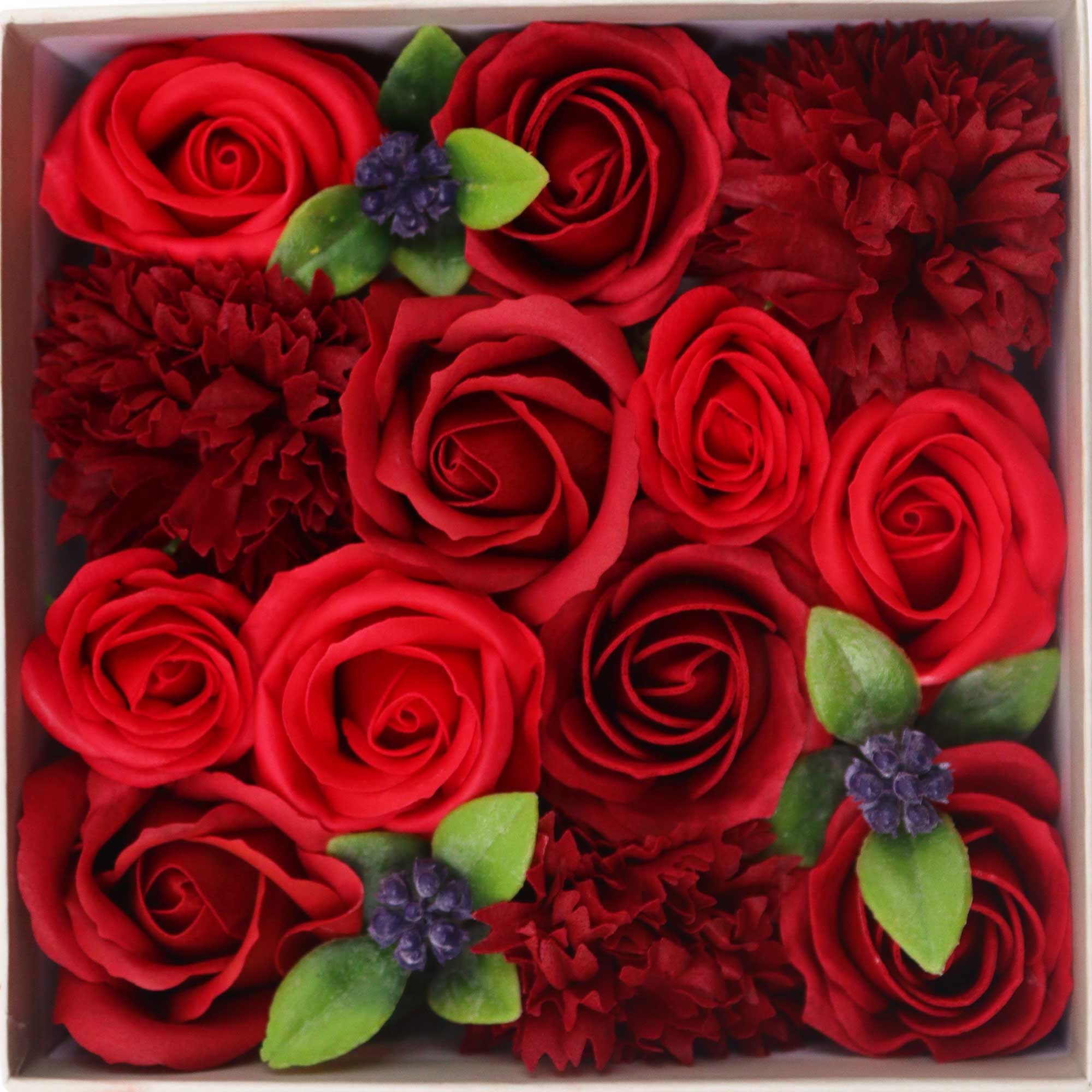 Soap Flower Gift Box (Square Box) - Classic Red Roses