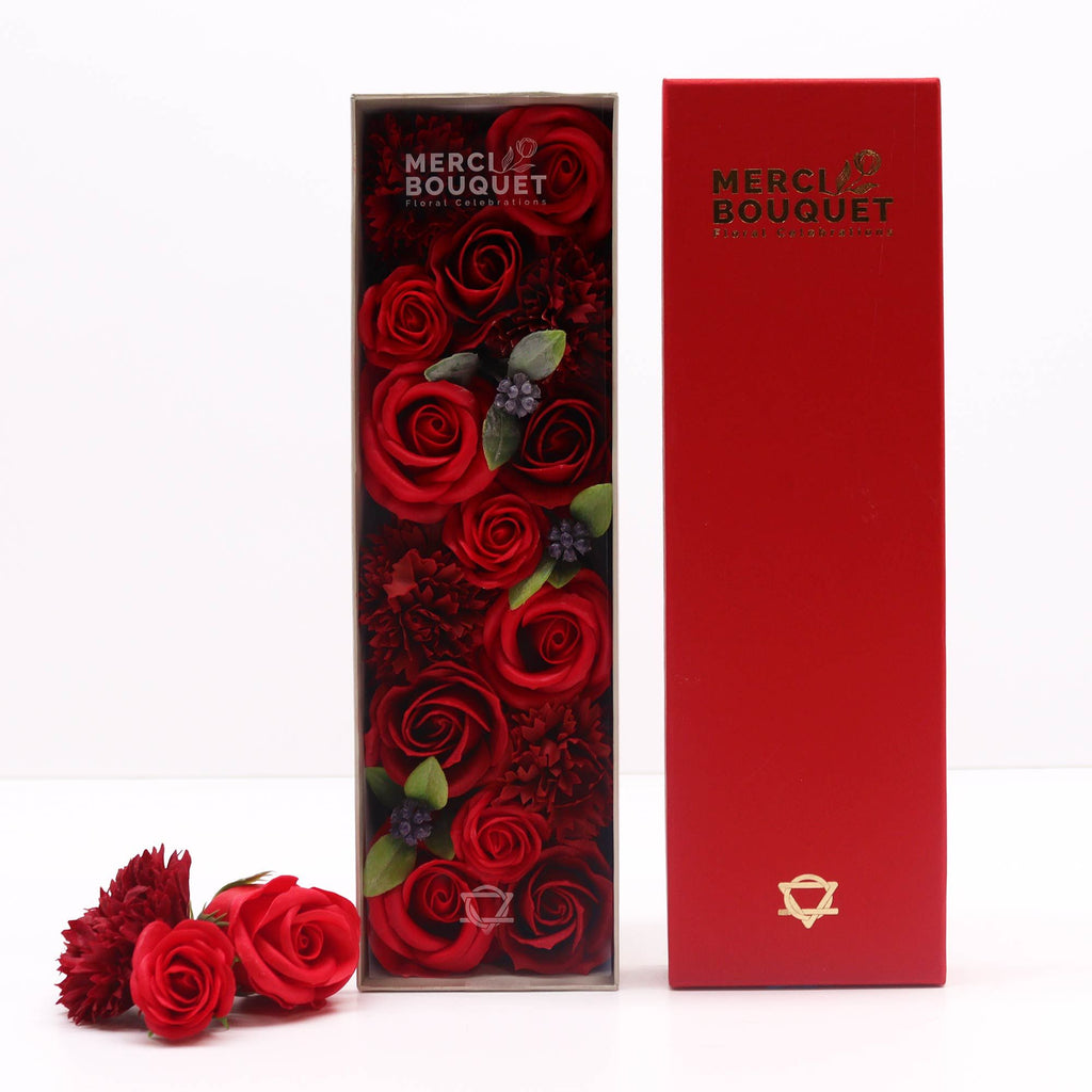 Soap Flower Gift Box (Long Box) - Classic Red Roses