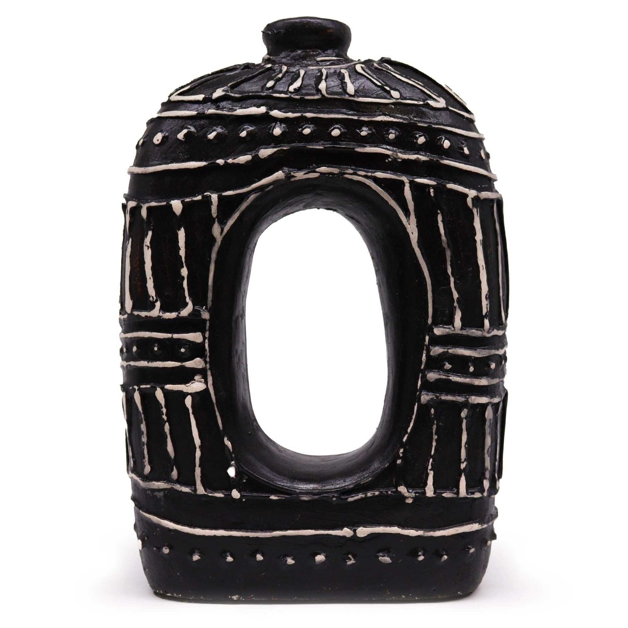 Handmade Lombok Ceramic Donut Vase – Chocolate – Indonesian Artisan Pottery UK