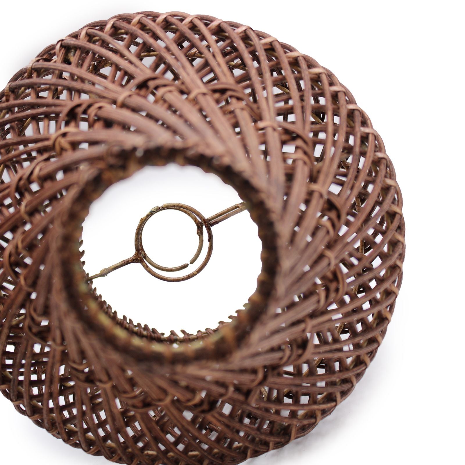 Dark Brown Rattan Table Lamp – Woven Boho Desk Light (H: 39cm, L: 24cm)