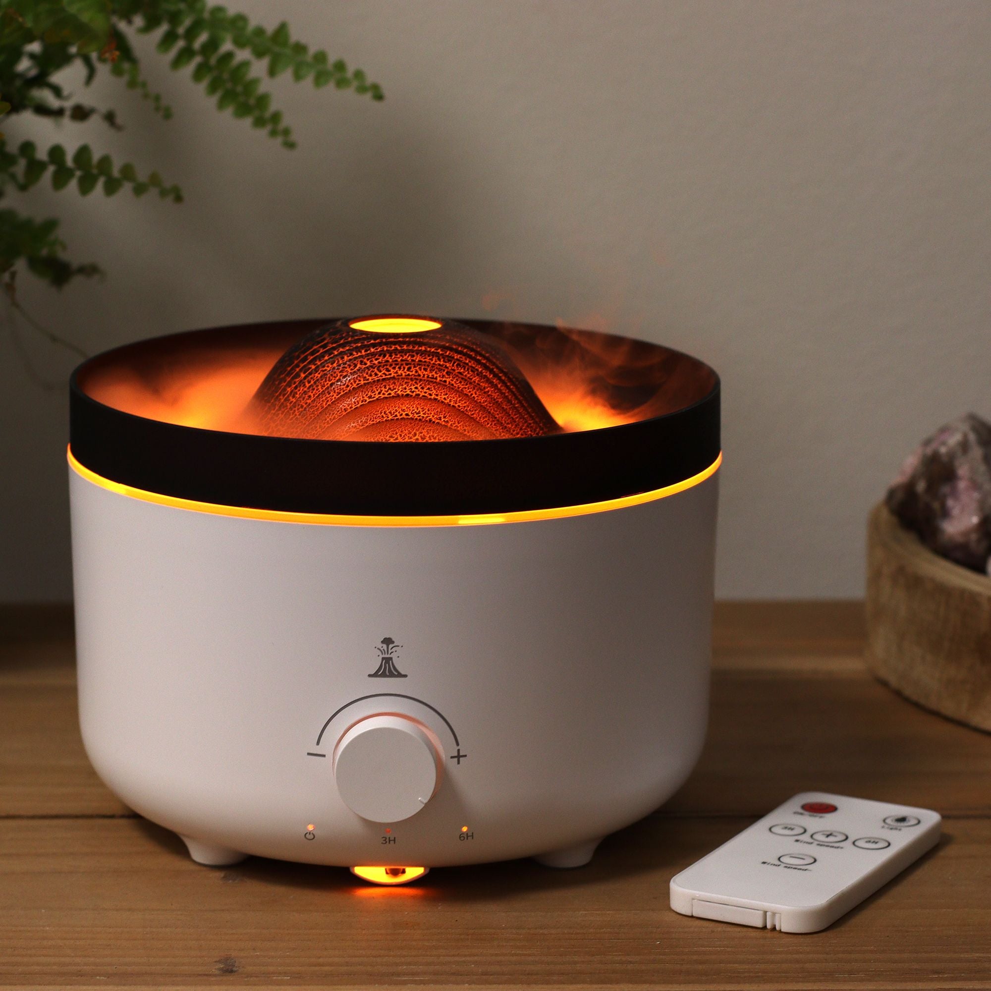 Large Volcano Effect Aroma Diffuser – Dual-Color Plug-In Humidifier (560ml, 11x16cm)