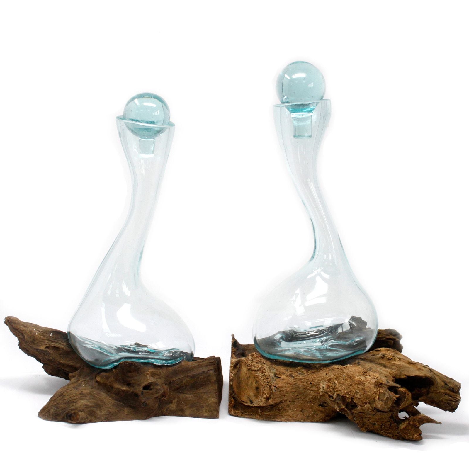 Handmade Molten Glass Glass Art Piece on Natural Wood – Unique Home Decor UK