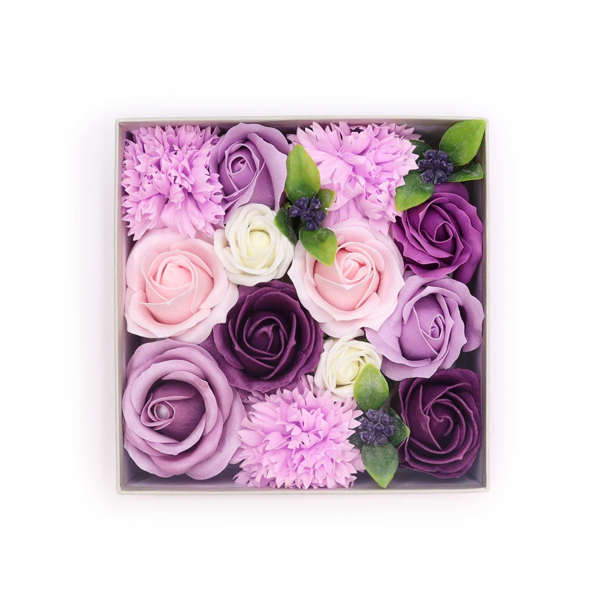 Soap Flower Gift Box (Square Box) - Lavender Rose & Carnation