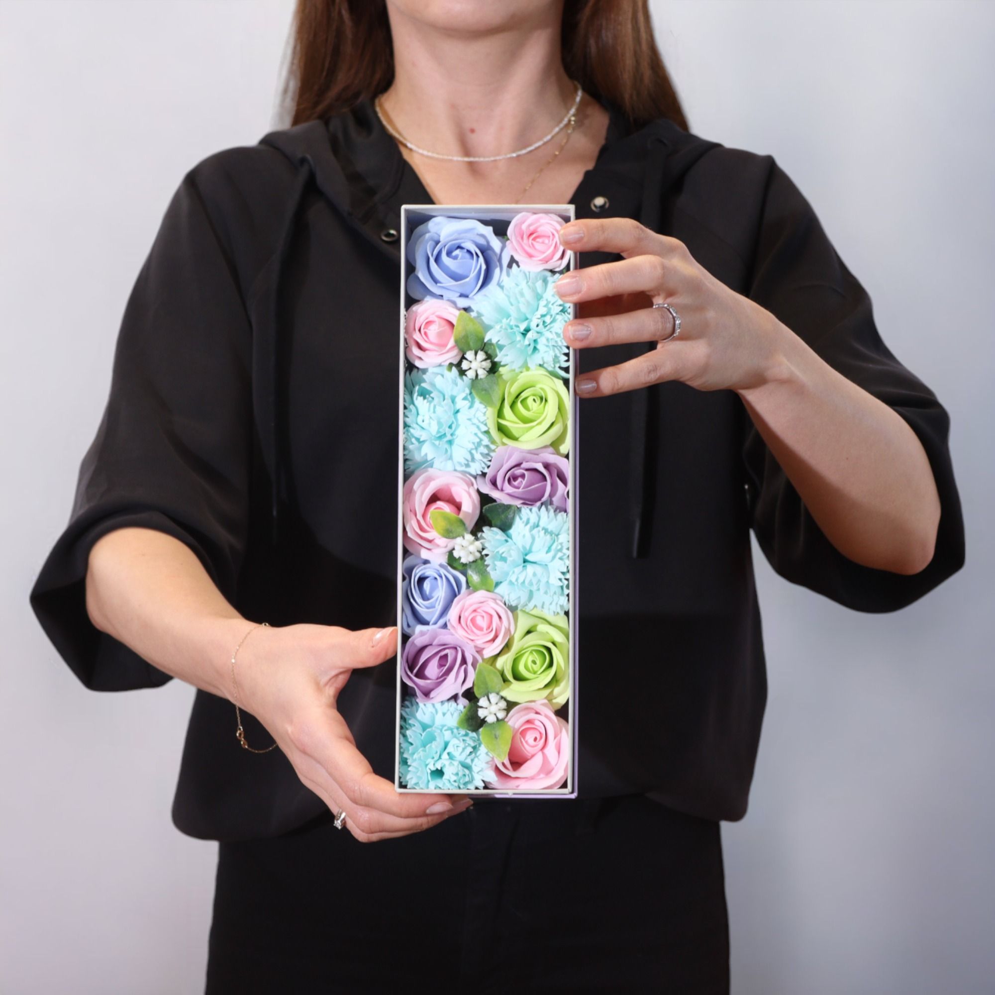 Soap Flower Gift Box (Long Box) - Baby Blessings - Blues