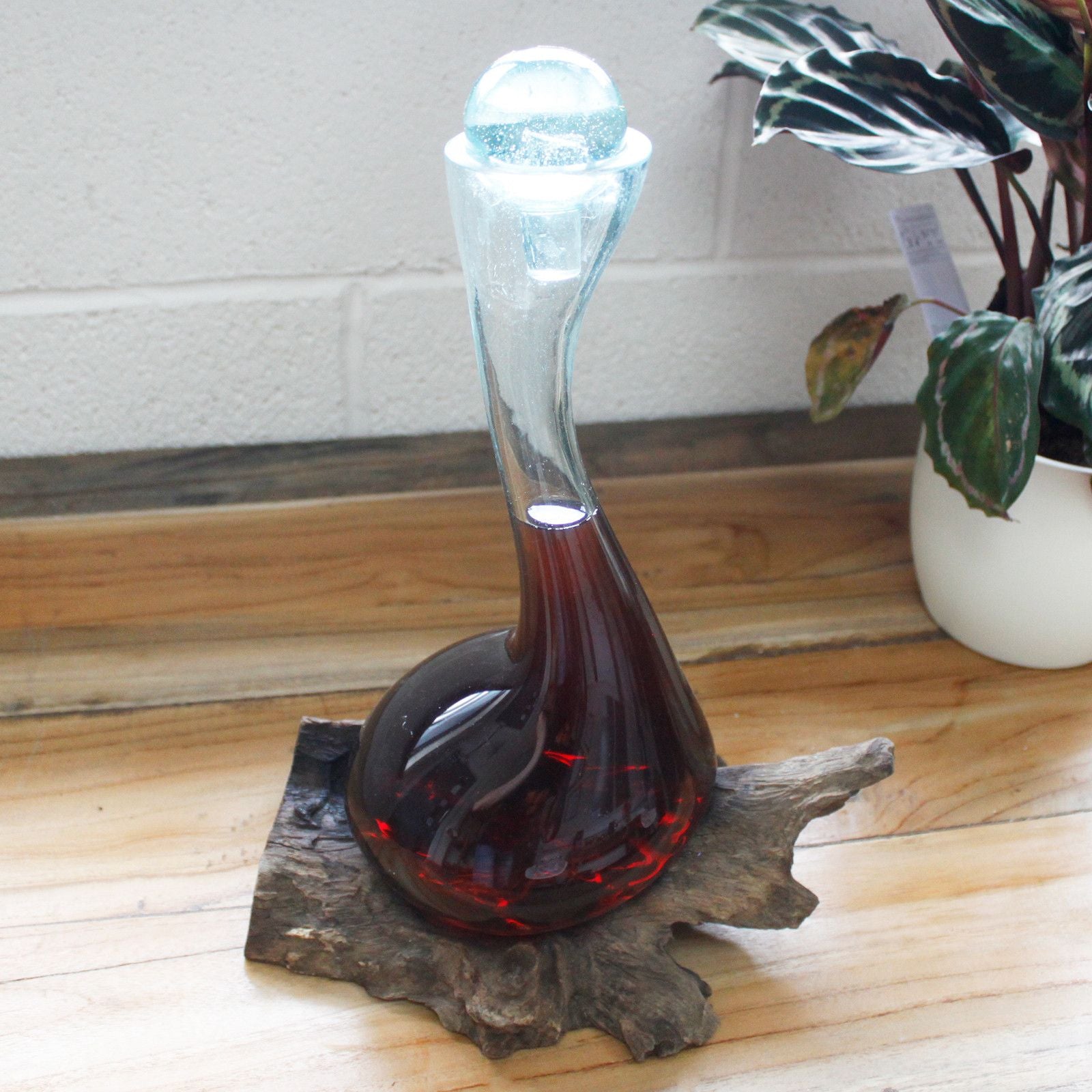 Handmade Molten Glass Glass Art Piece on Natural Wood – Unique Home Decor UK