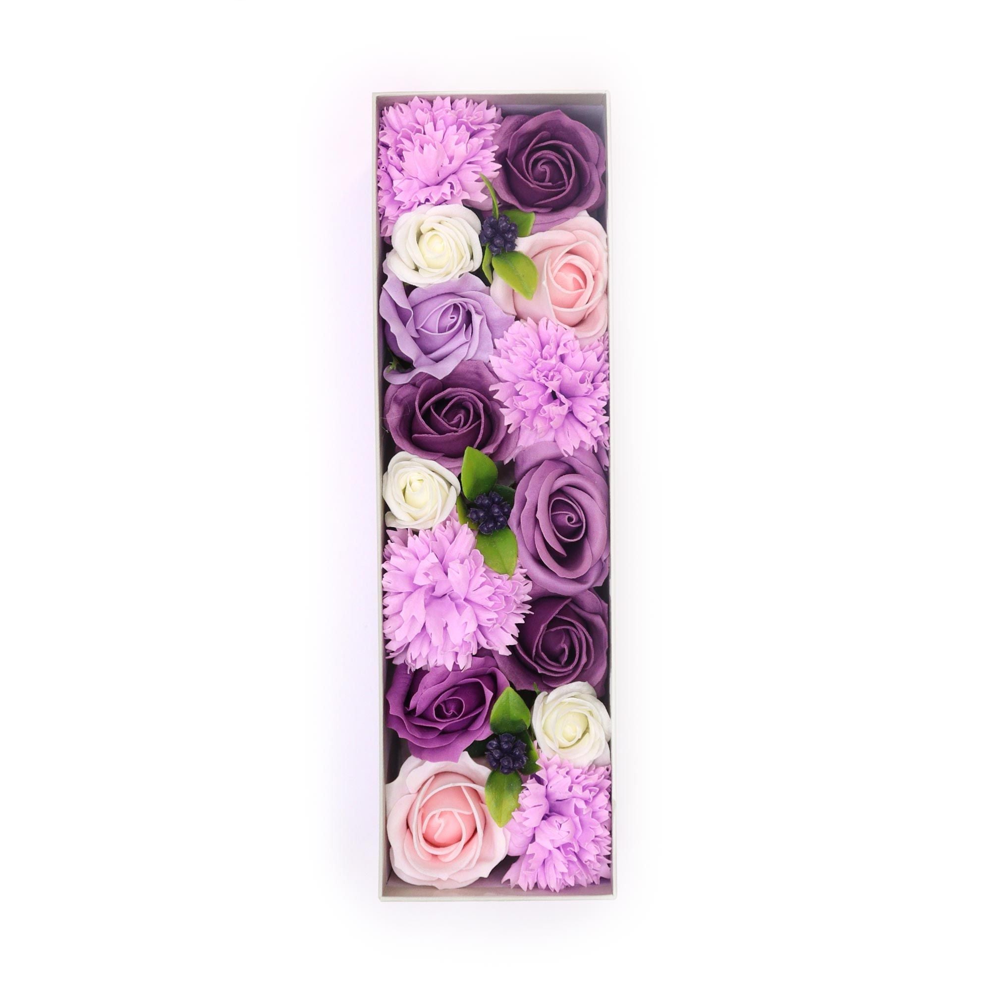 Soap Flower Gift Box (Long Box) -  Lavender Rose & Carnation