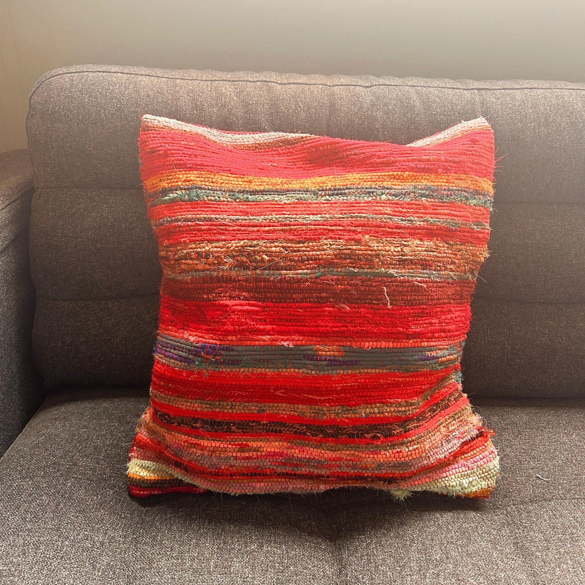 Rag Rug Cushion Covers - Rich Reds