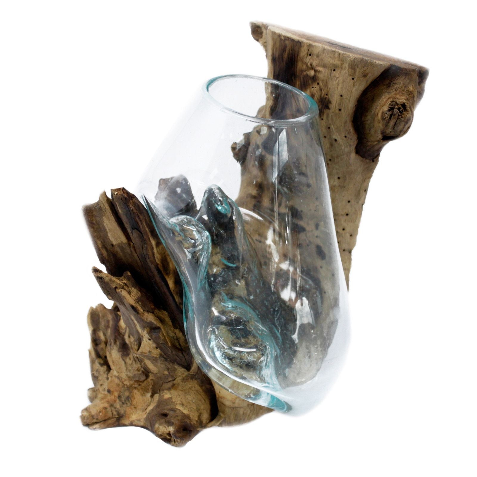 Handmade Molten Glass Bowl on Natural Wood – Unique Home Decor UK