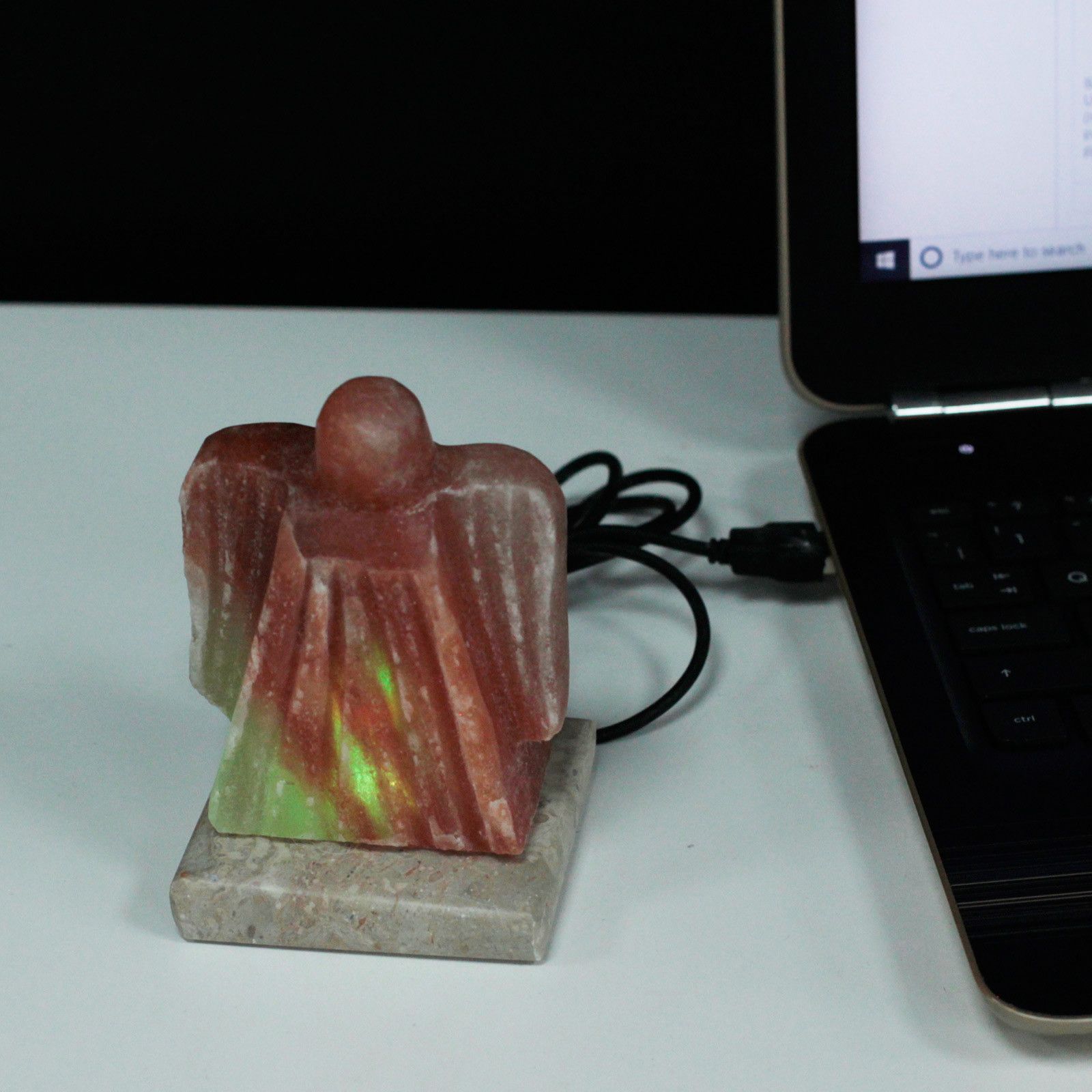 USB Angel Shaped Himalayan Salt Lamp (Multi) – USB connector which  is 150 cm long