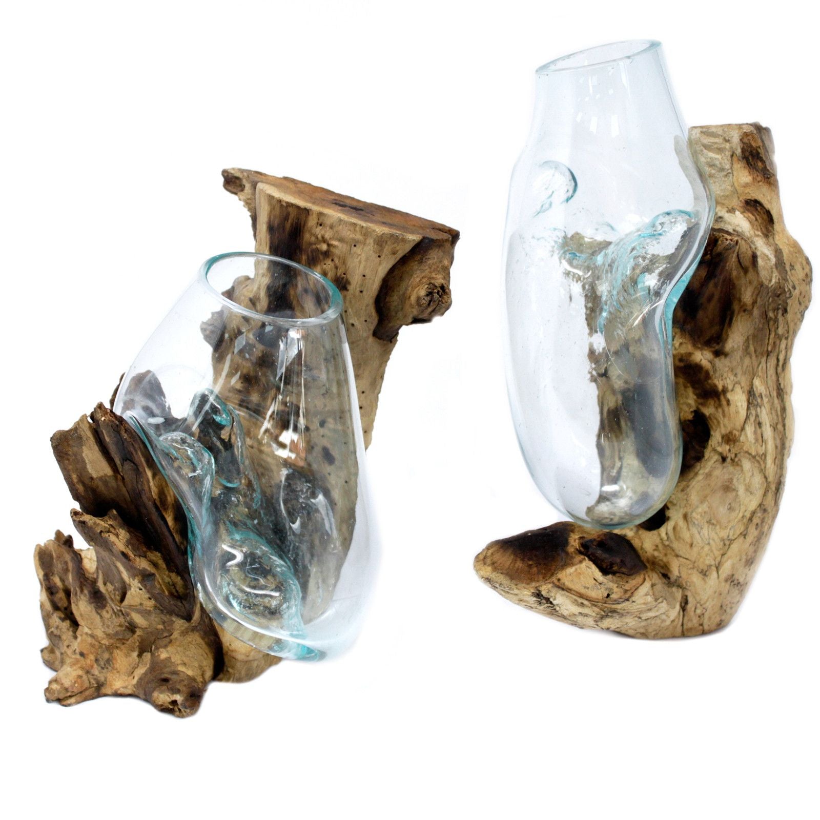 Handmade Molten Glass Bowl on Natural Wood – Unique Home Decor UK