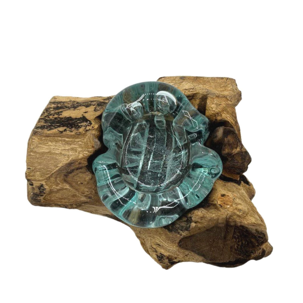 Handmade Molten Glass Glass Art Piece on Natural Wood – Unique Home Decor UK