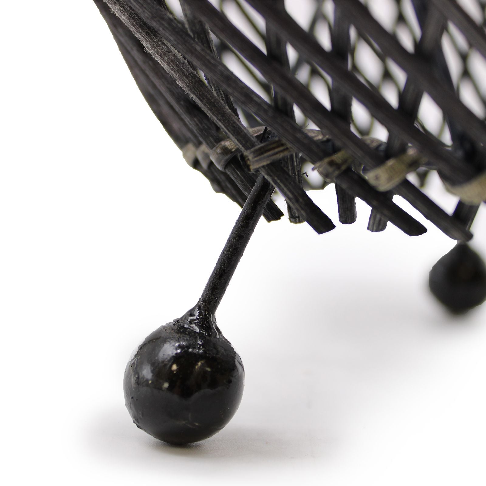 Black Rattan Table Lamp – Woven Boho Desk Light (H: 39cm, L: 24cm)