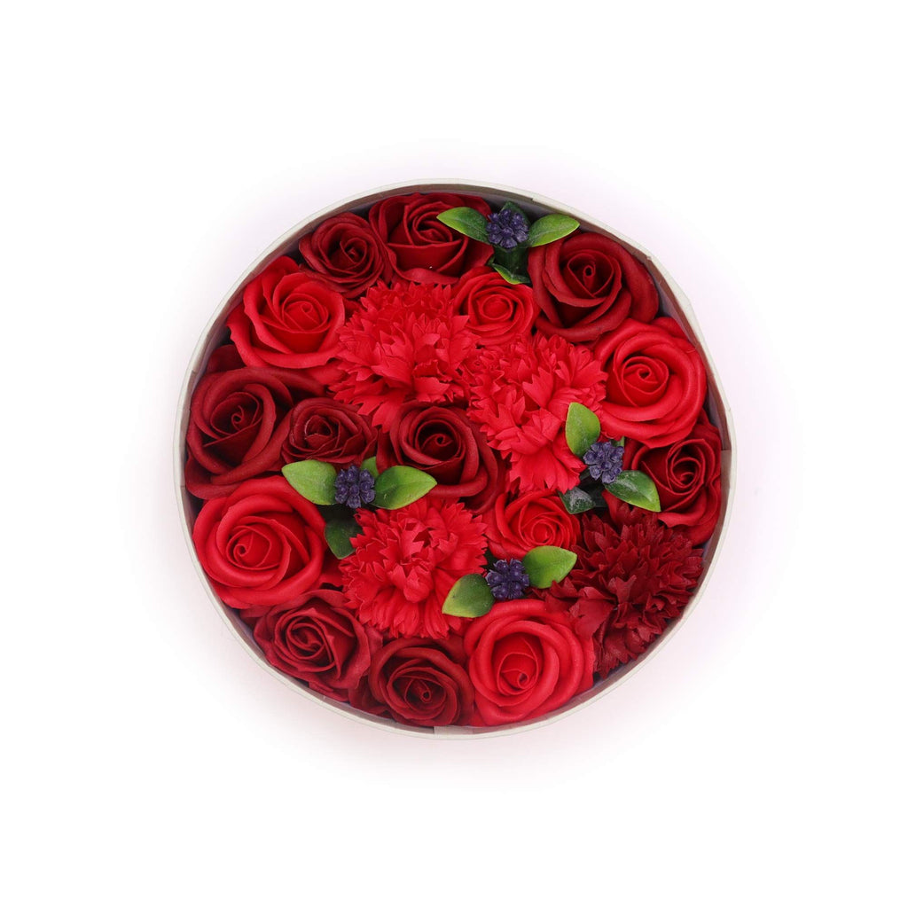 Soap Flower Gift Box (Round Box) - Classic Red Roses