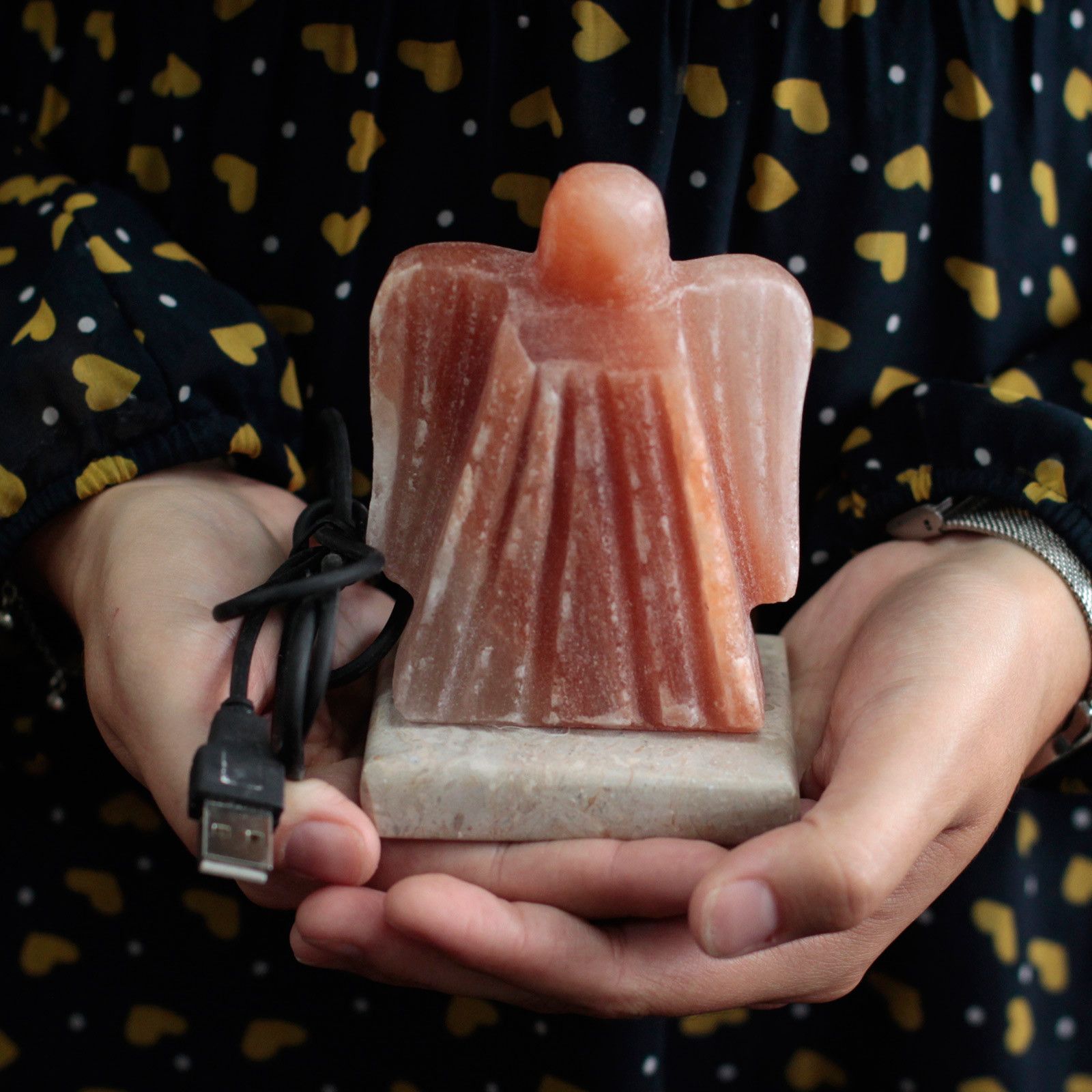 USB Angel Shaped Himalayan Salt Lamp (Multi) – USB connector which  is 150 cm long