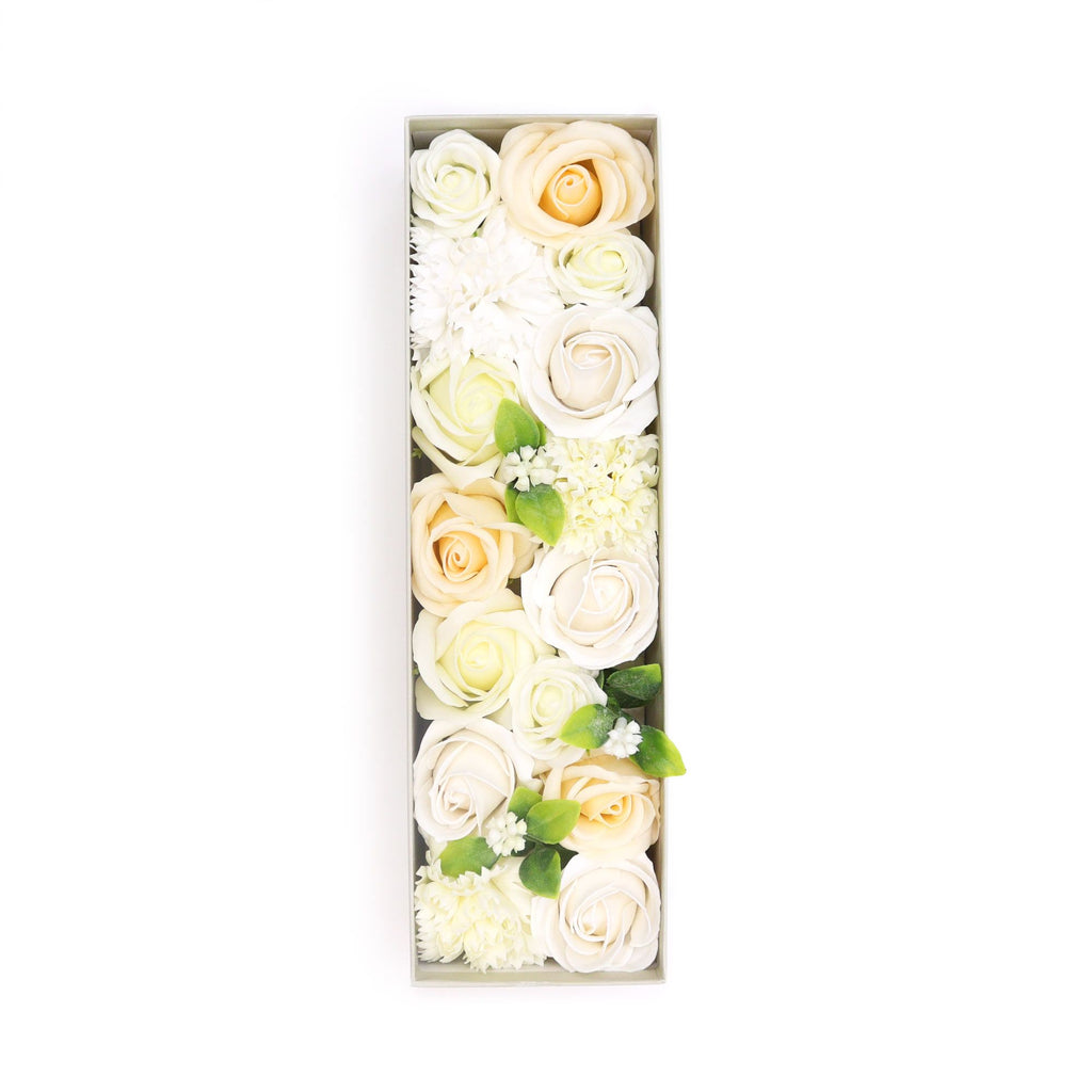 Soap Flower Gift Box (Long Box) - Wedding Blessings - White & Ivory