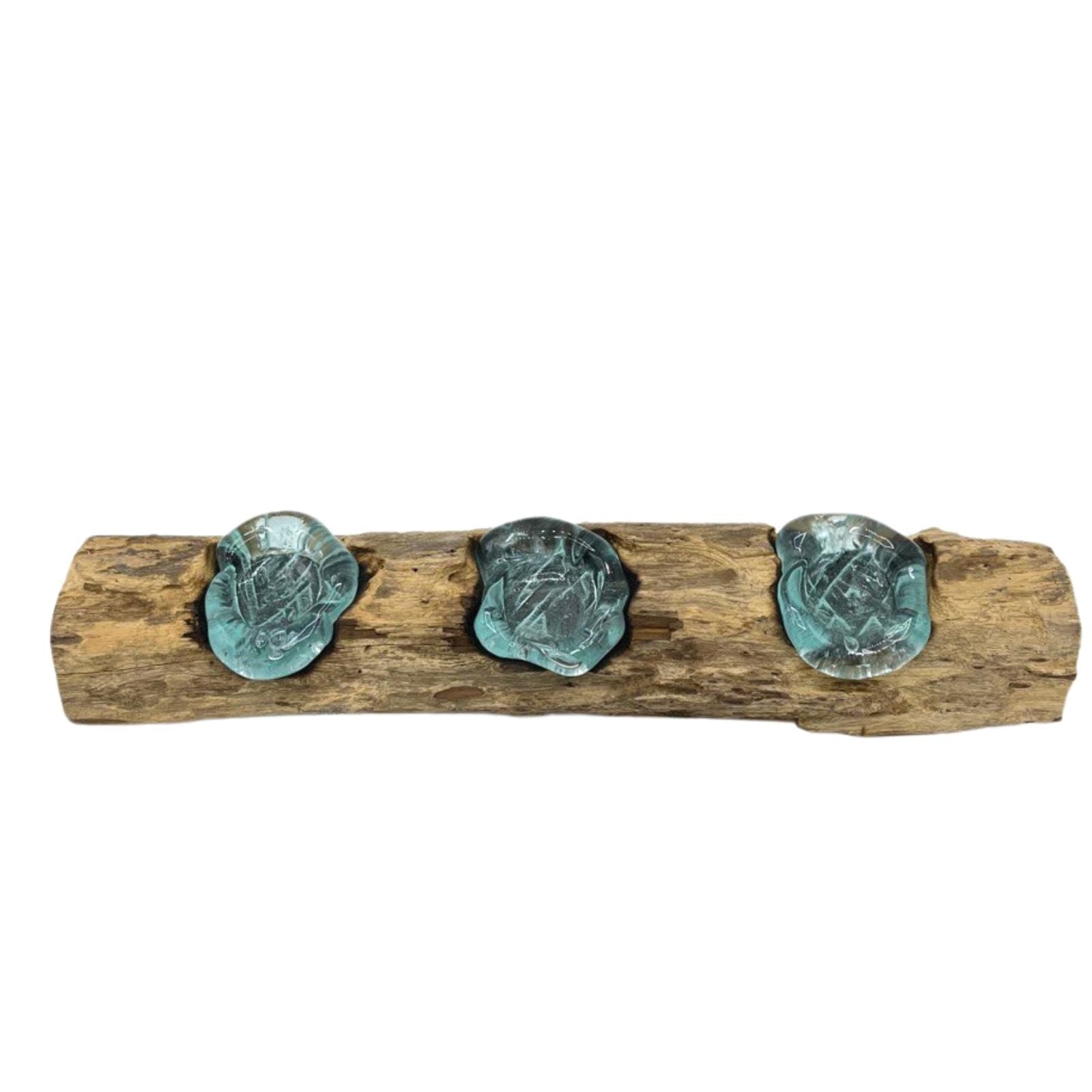 Handmade Molten Glass Candle Holder on Natural Wood – Unique Home Decor UK