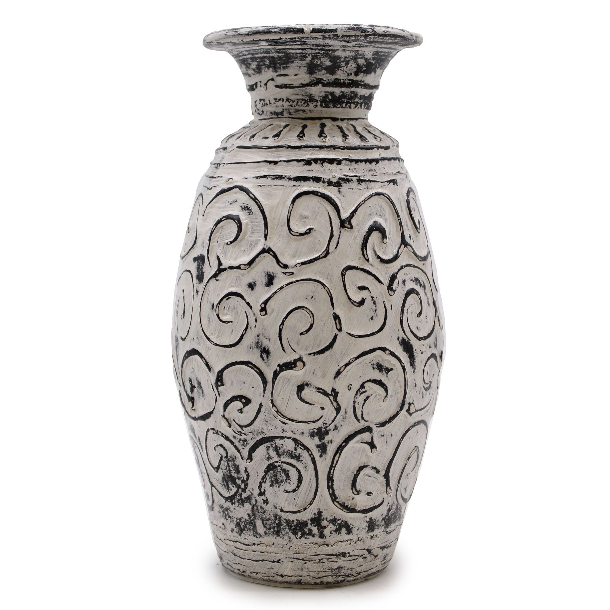 Handmade Lombok Ceramic Swirl Vase – Cream – Indonesian Artisan Pottery UK