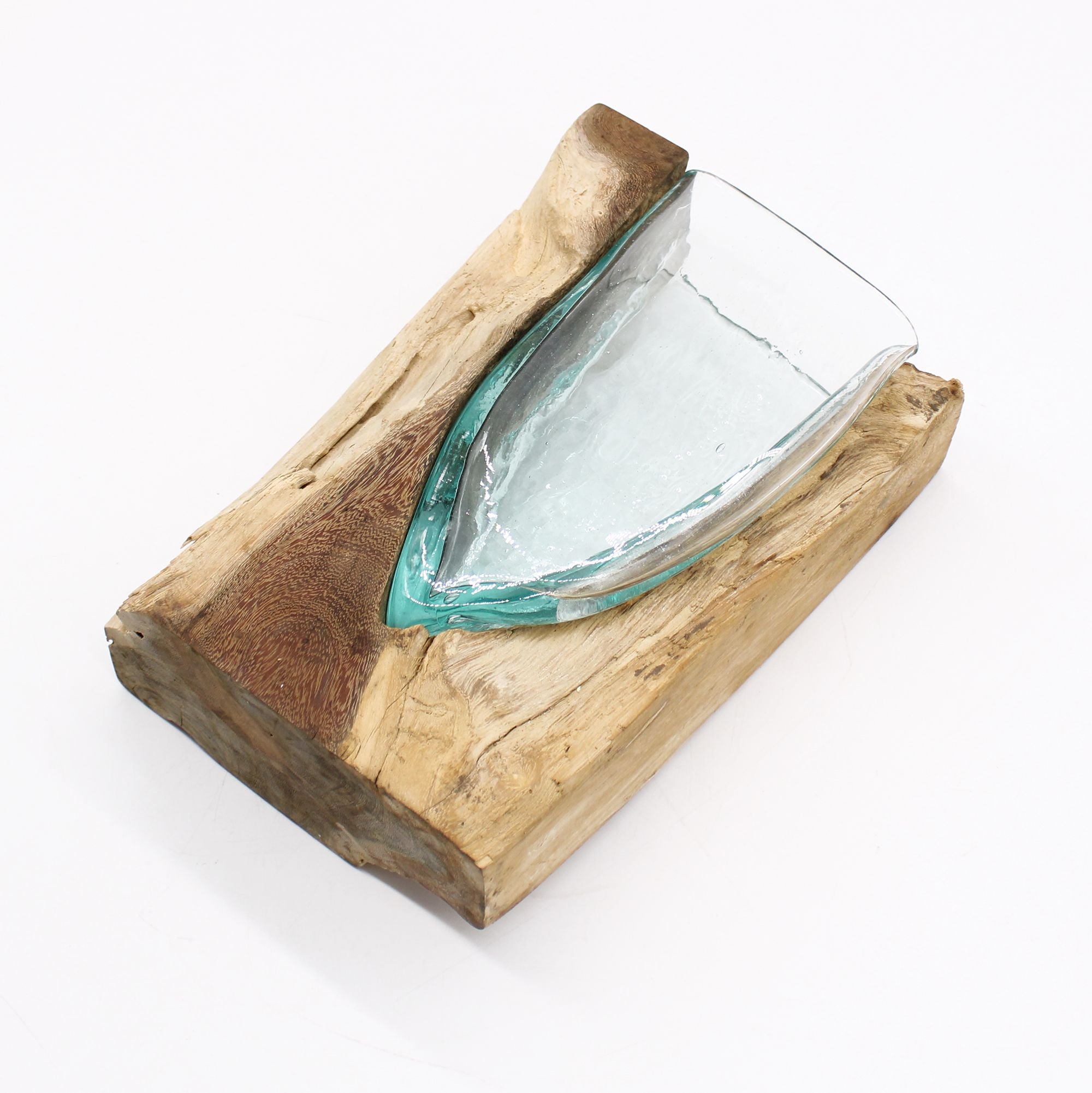 Handmade Molten Glass Vase on Natural Wood – Unique Home Decor UK