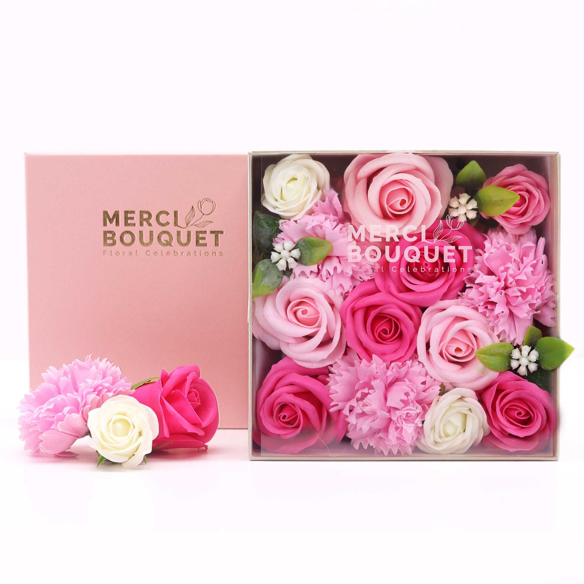 Soap Flower Gift Box (Square Box) - Baby Blessings - Pinks