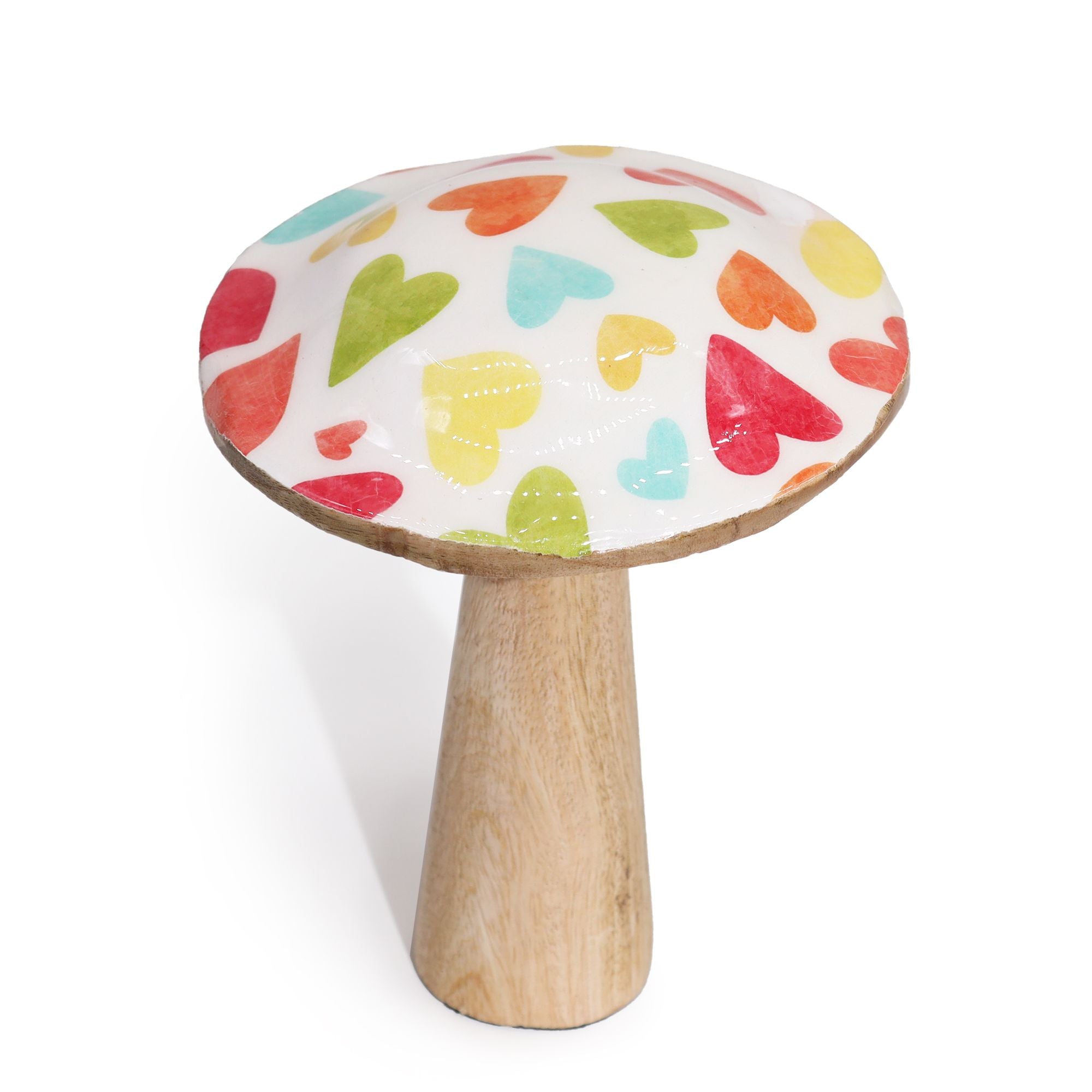 Med Wooden Mushroom - Pastel Hearts – Medium