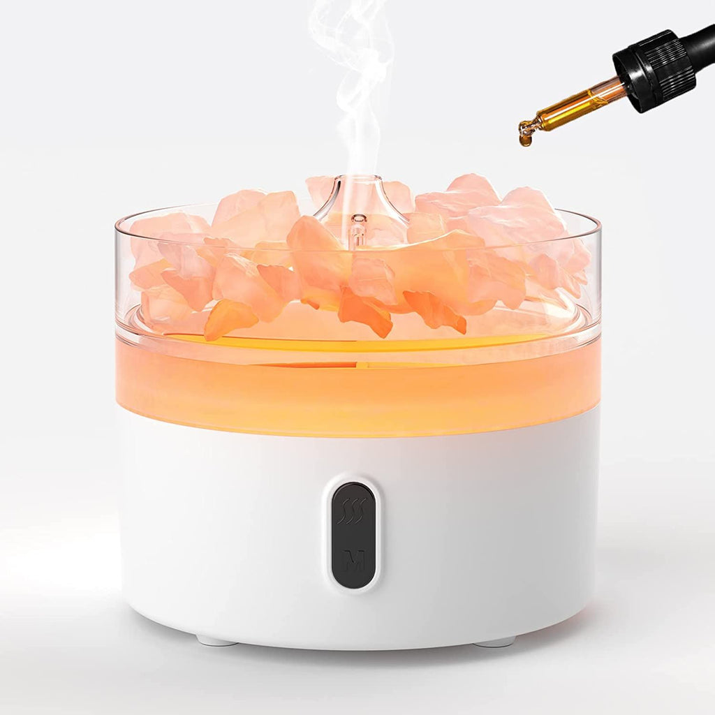 Himalayan Salt Aroma Diffuser – Flame Effect Night Light & USB-C (220ml, 10x12cm) ( salt included)