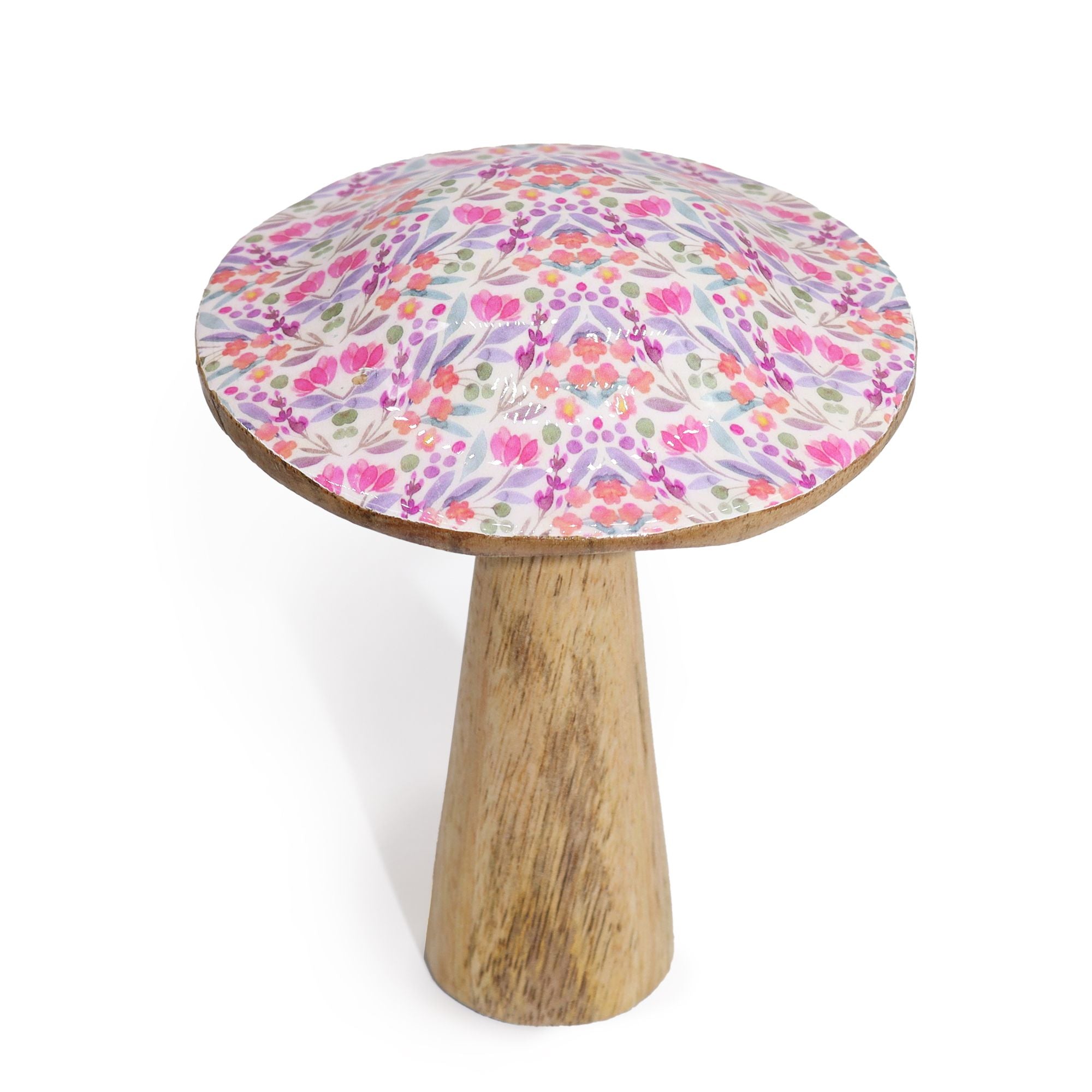 Med Wooden Mushroom - Pretty Floral – Medium