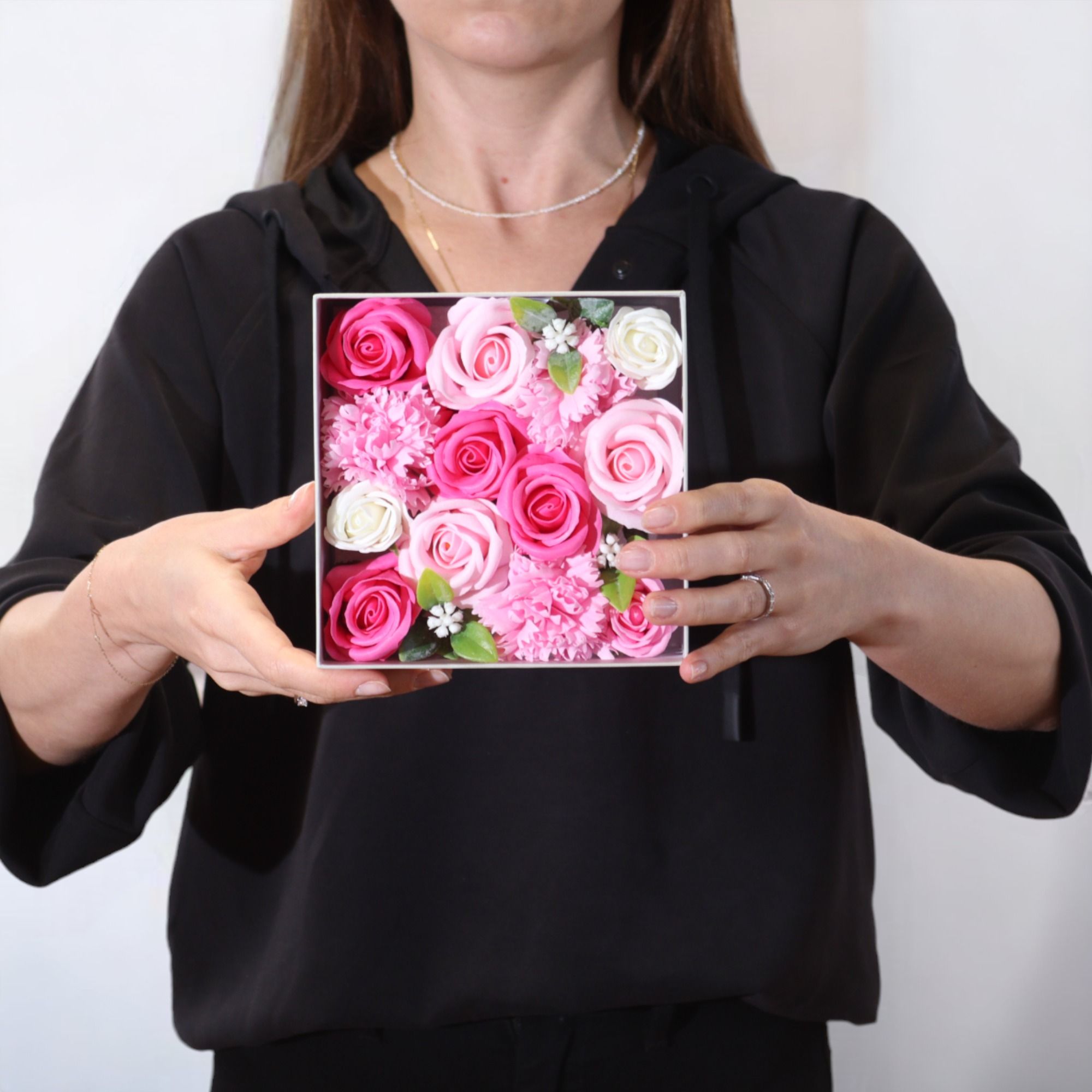 Soap Flower Gift Box (Square Box) - Baby Blessings - Pinks